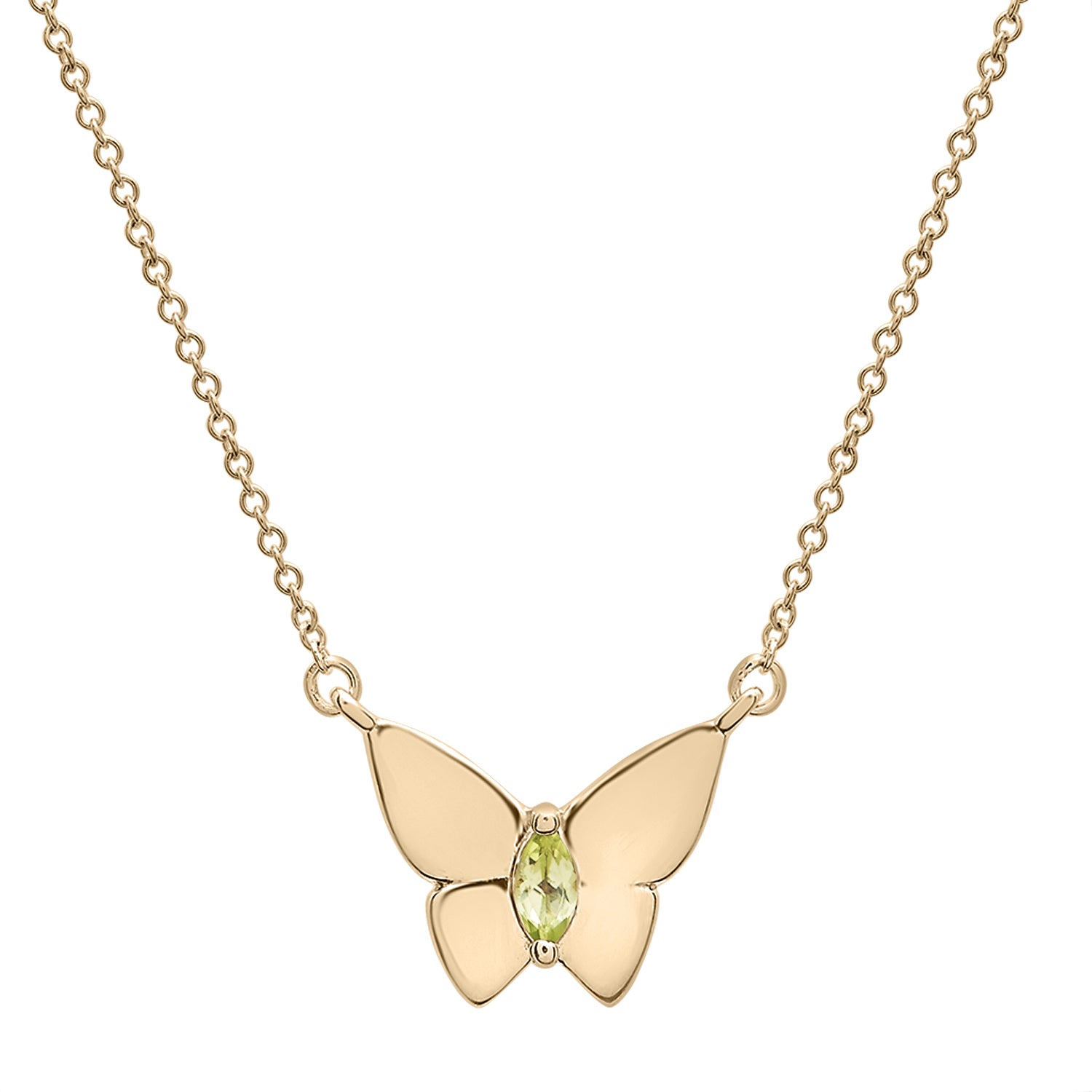 Light Yellow Stone Butterfly Birthstone Necklace in Gold chain