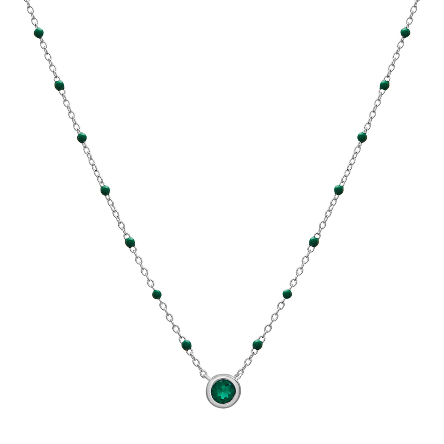 Birthstone Enamel Necklaces in Green stone