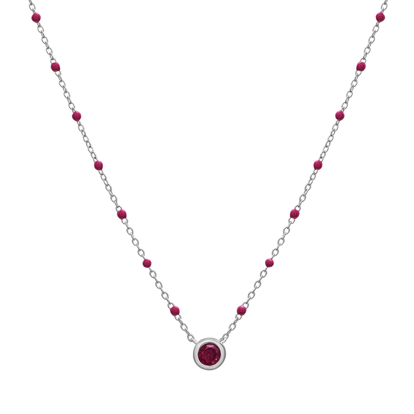 Birthstone Enamel Necklaces in Red stone