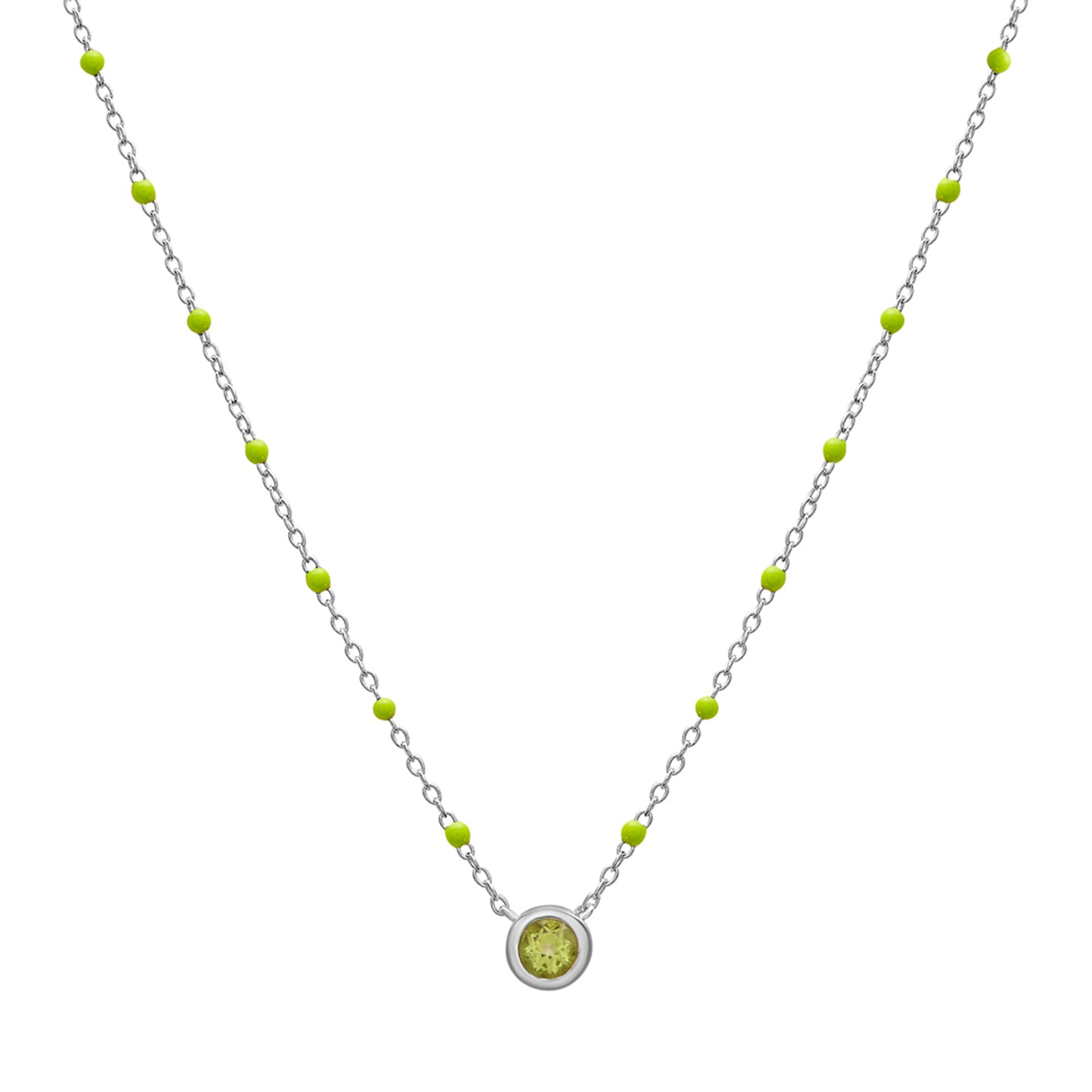 Birthstone Enamel Necklaces in light green stone