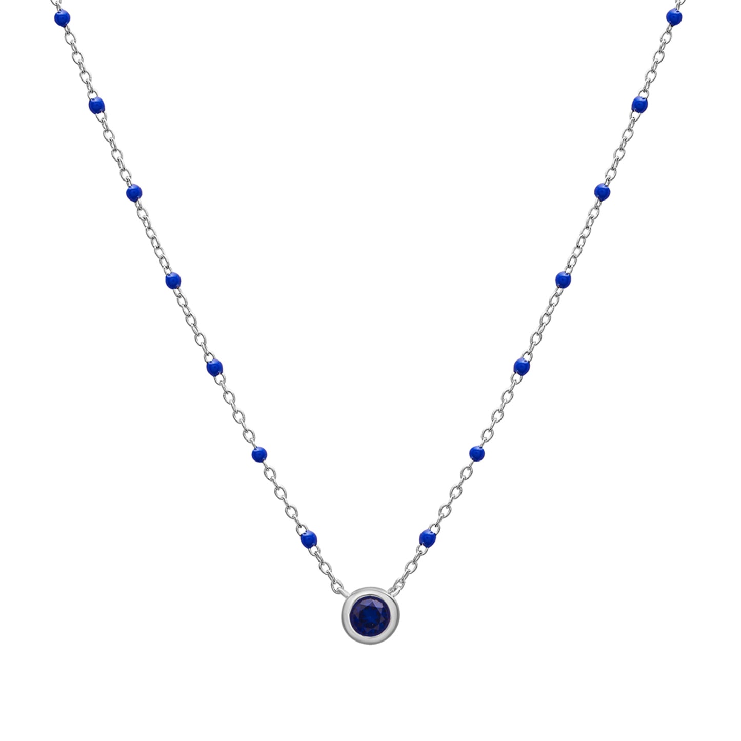 Birthstone Enamel Necklaces in Blue stone