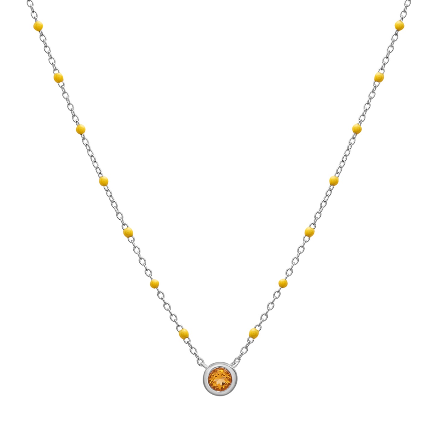 Birthstone Enamel Necklaces in Yellow stone