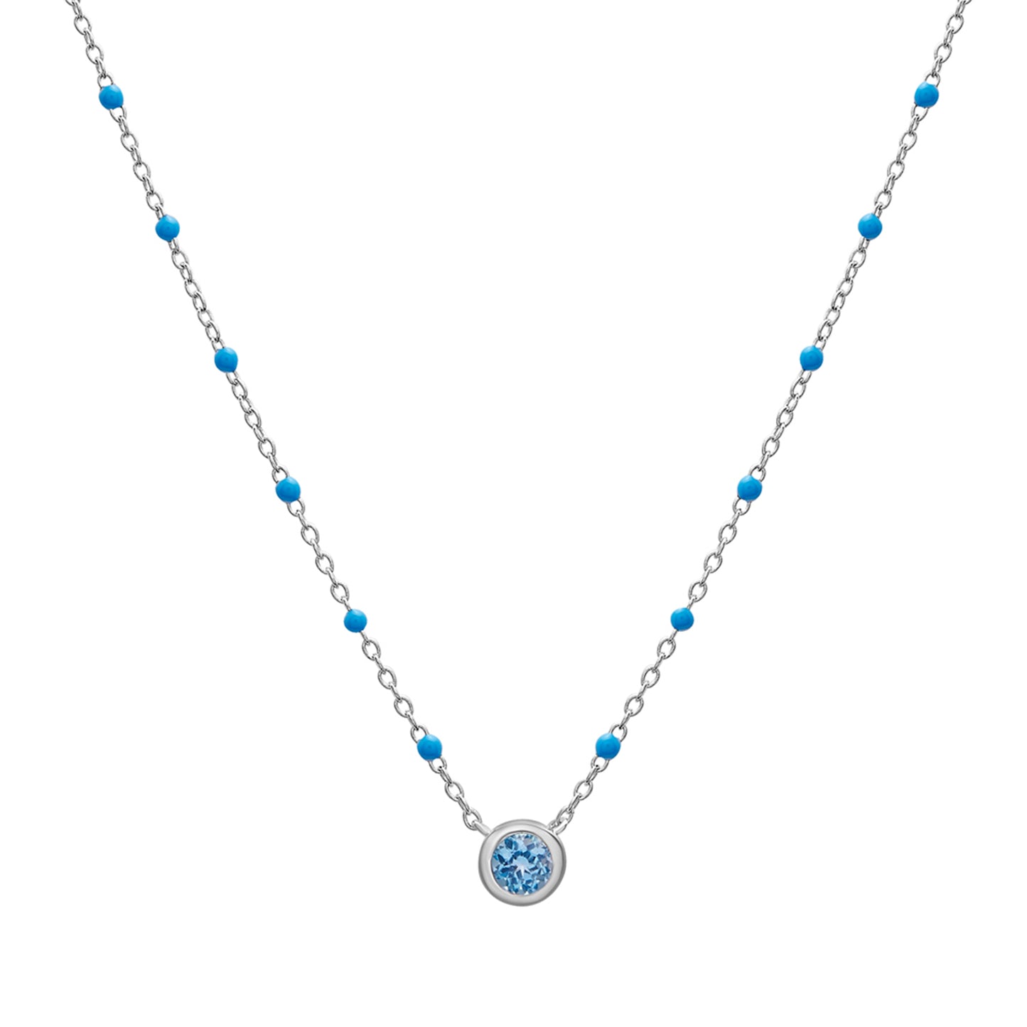 Birthstone Enamel Necklaces in Sky Blue stone