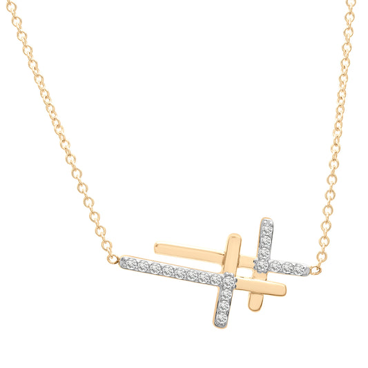 Image for Celine Sideways Double Cross Diamond Necklace