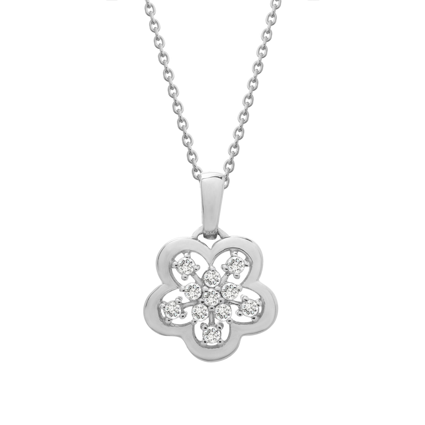 Peony Diamond Flower Pendant in White Gold