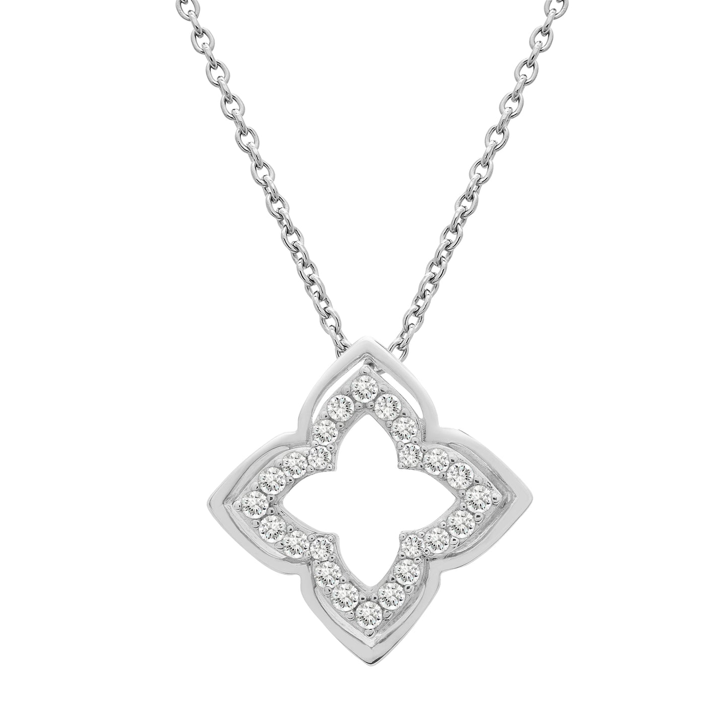 Pippin Clover Pendant in White Gold