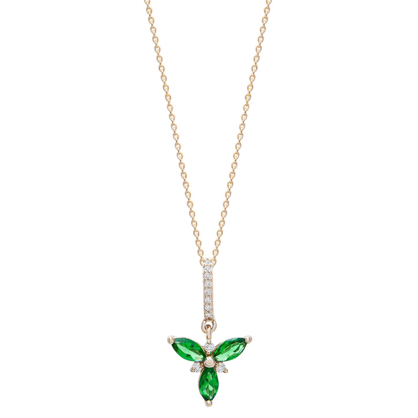 Emerald Flower & Diamond Accent Pendant