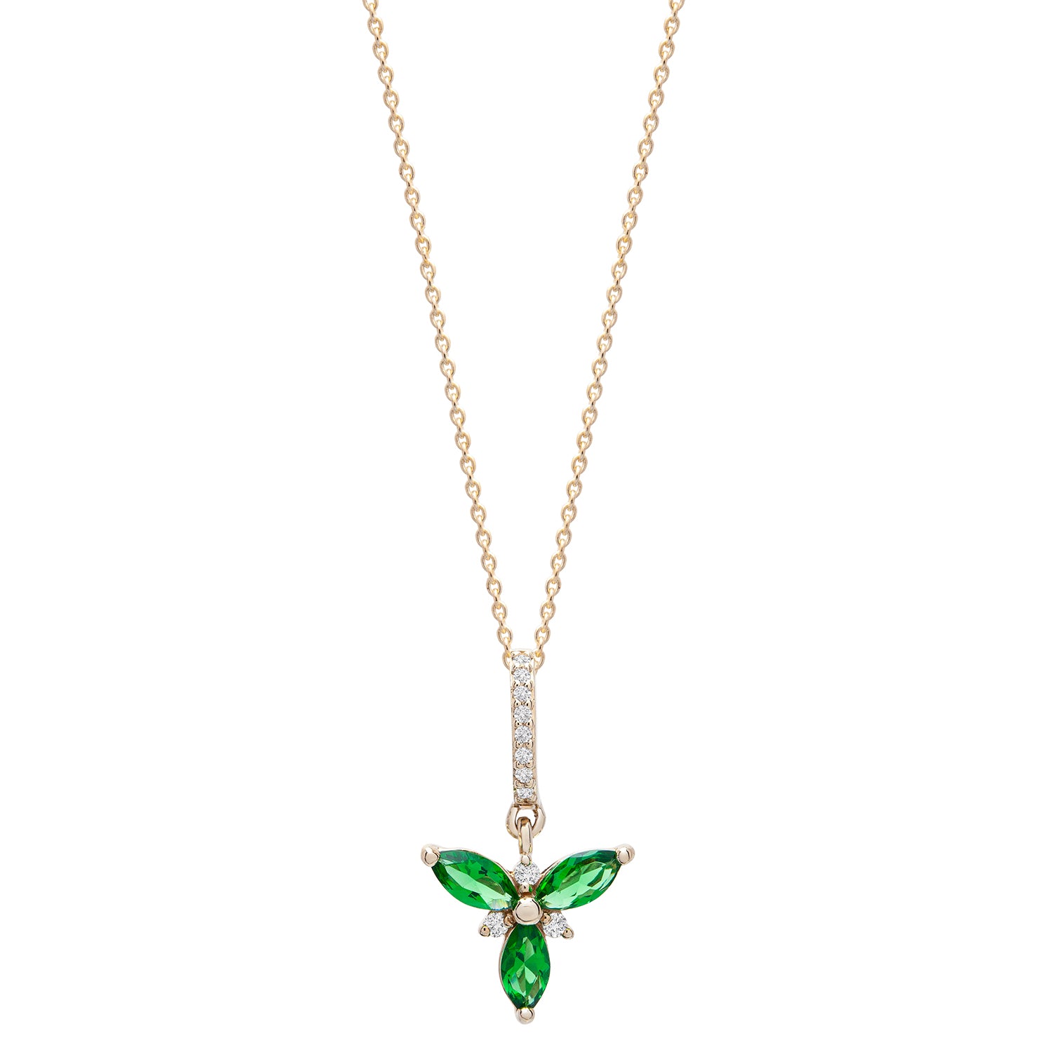 Emerald Flower & Diamond Accent Pendant