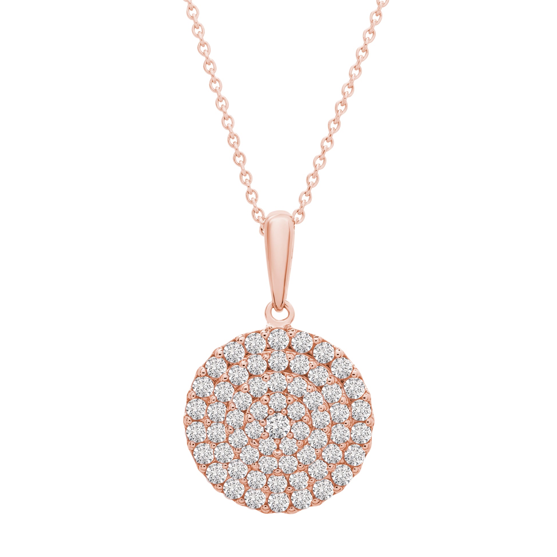 Palla Round Diamond Pendant in Rose Gold