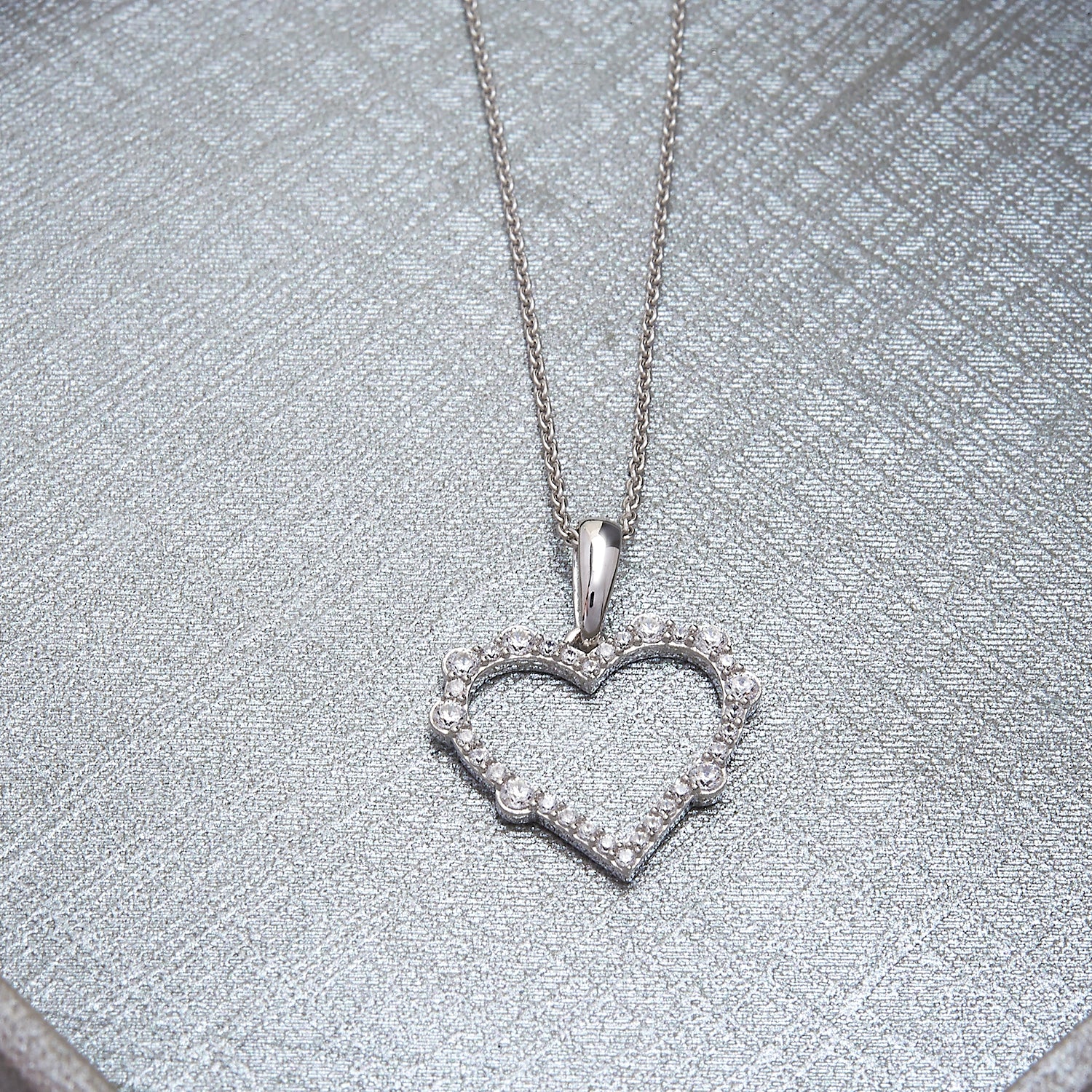 L'Amour Diamond Heart Pendant With Silver Chain