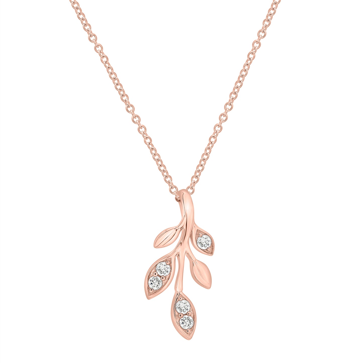 Desi Diamond Leaf Pendant In Rose Gold