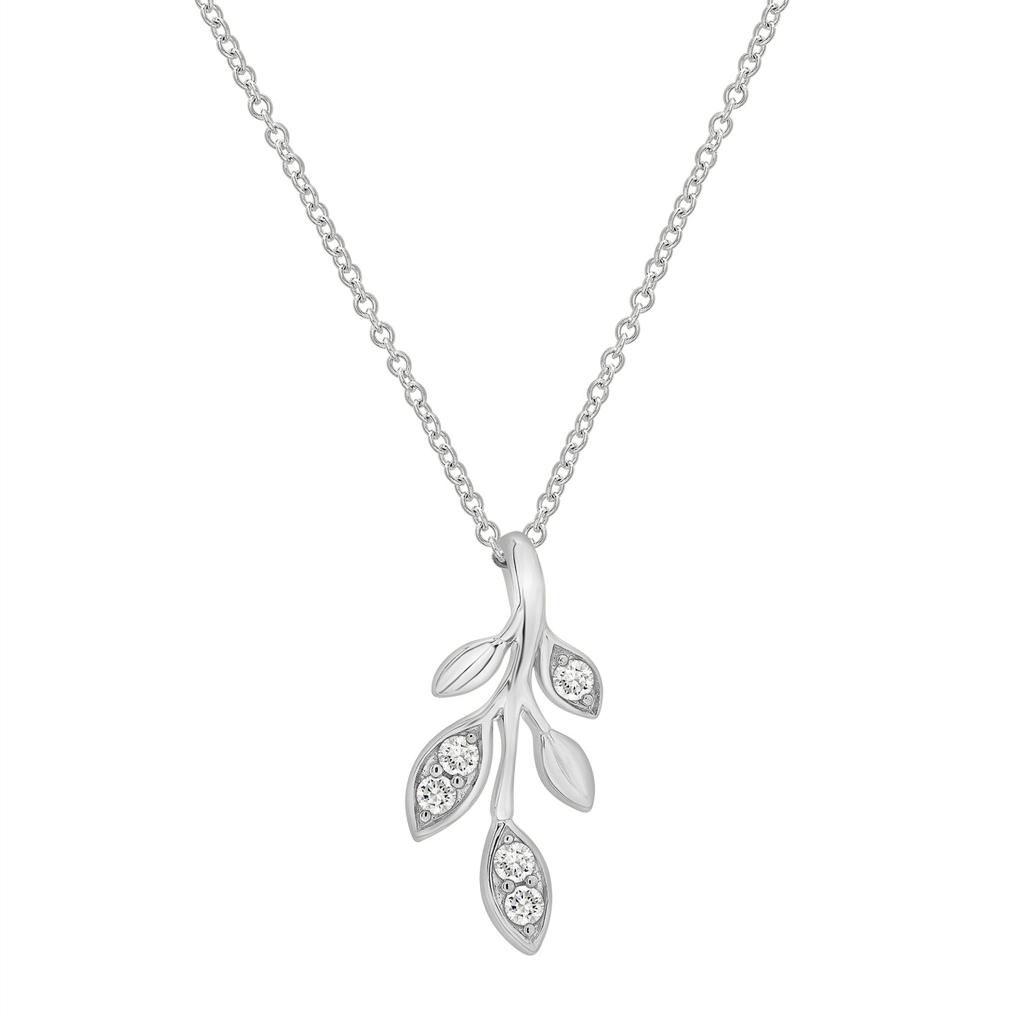 Desi Diamond Leaf Pendant In Silver