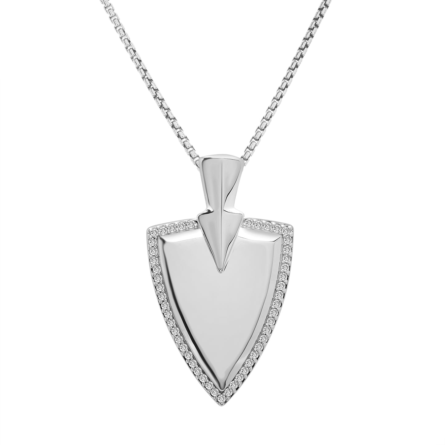 Diamond Shield Pendant In Silver
