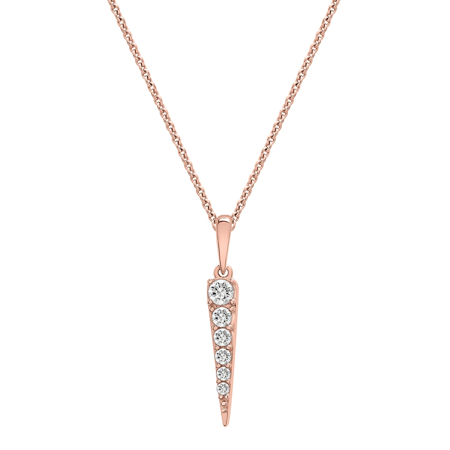 Demi Diamond Spear Pendant With Rose Gold Chain