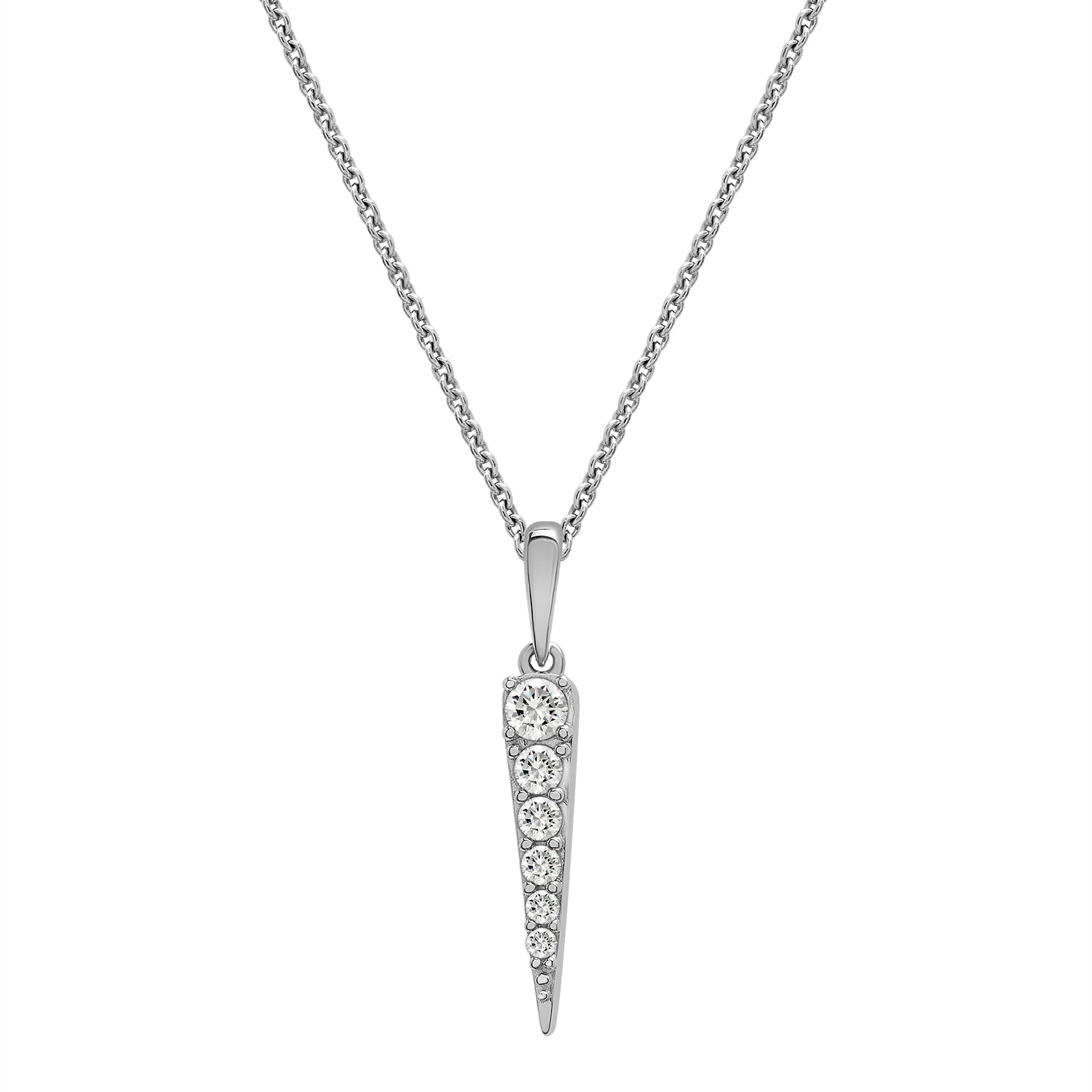 Demi Diamond Spear Pendant With Silver Chain