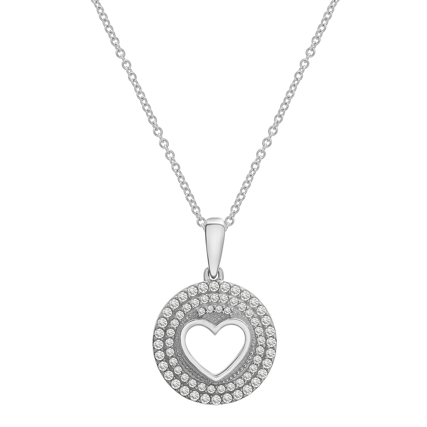 Pia Open Heart Diamond Circle Pendant in White Gold