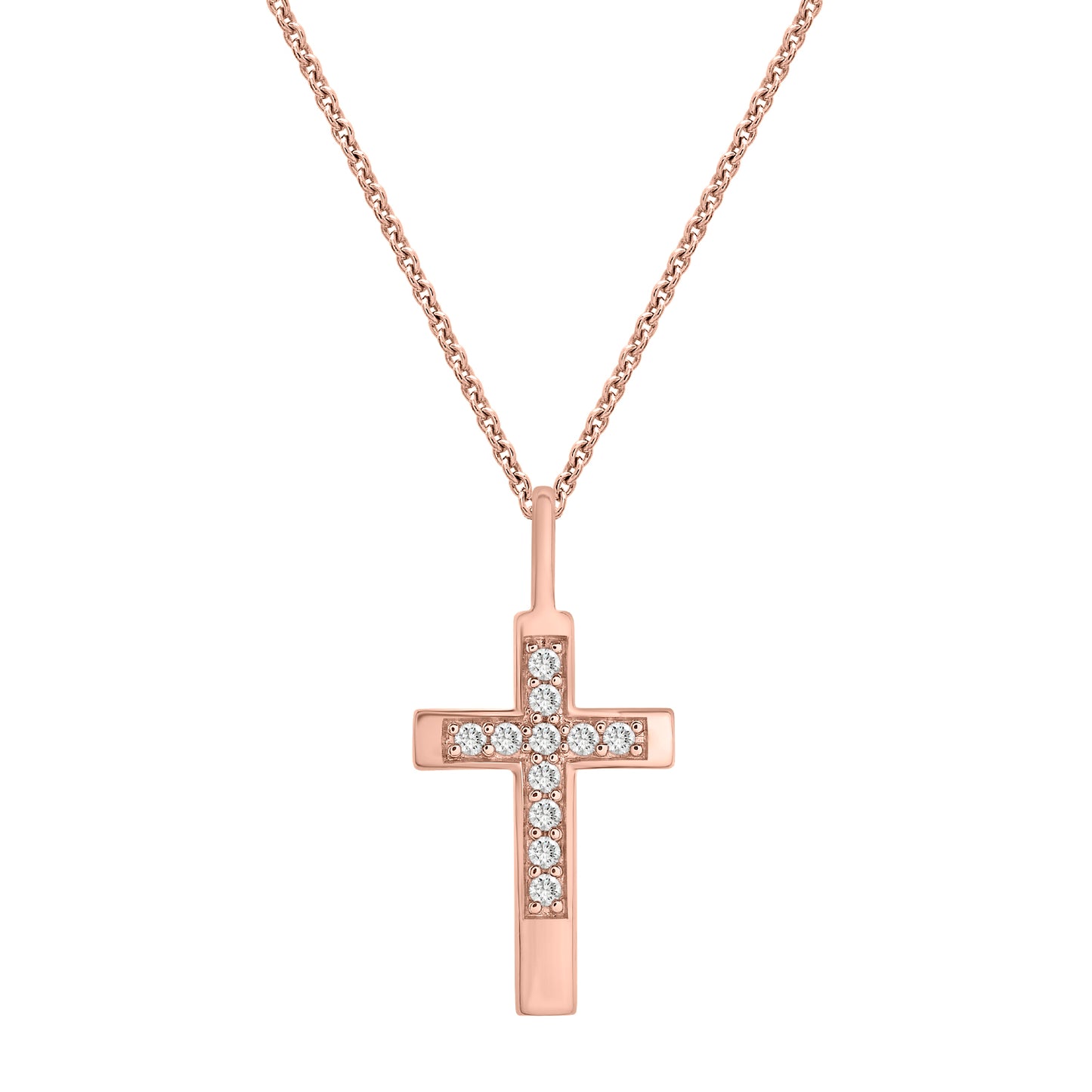 Charlotte Diamond Cross Pendant With Rose Gold