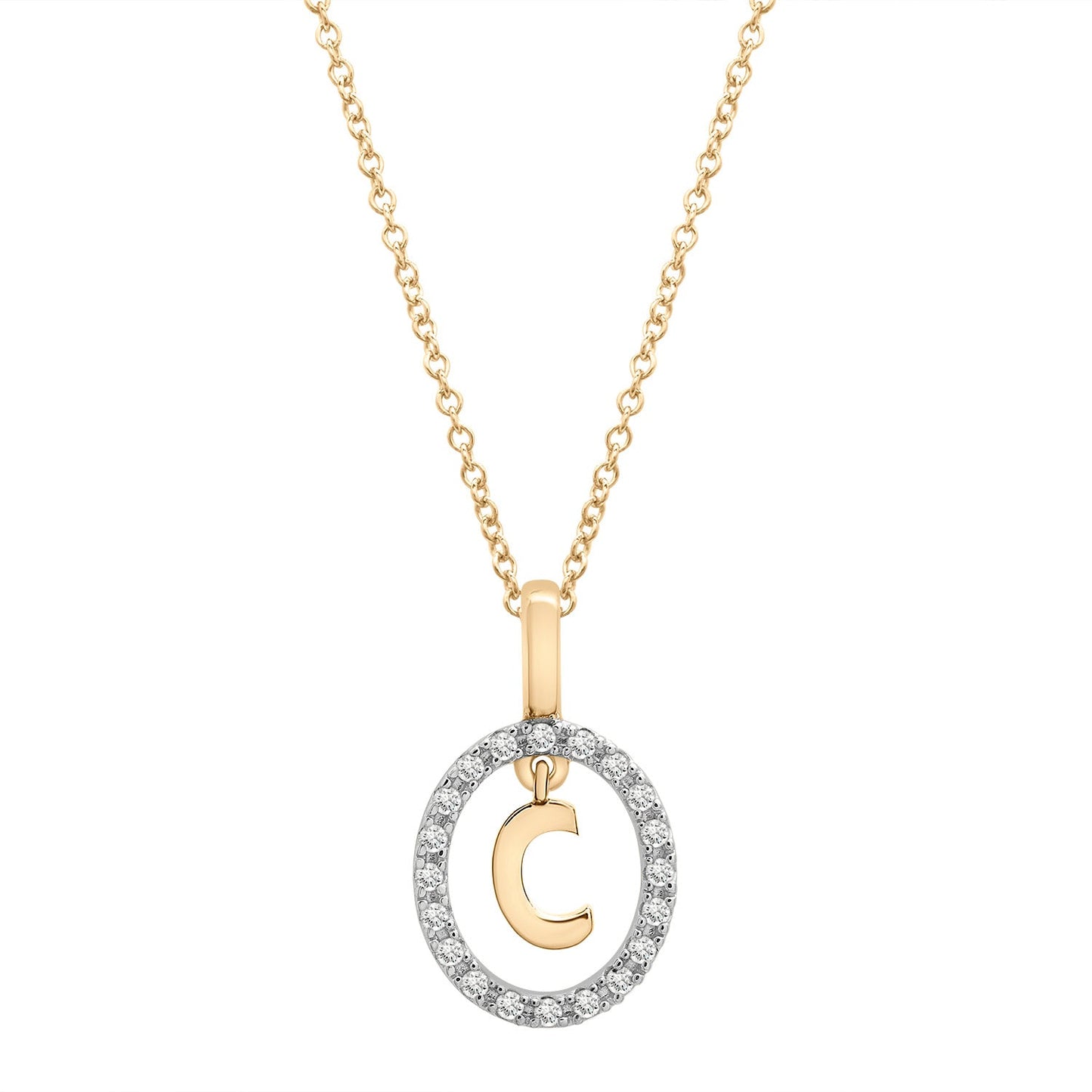Floating Halo Diamond Initial Pendant In C Character