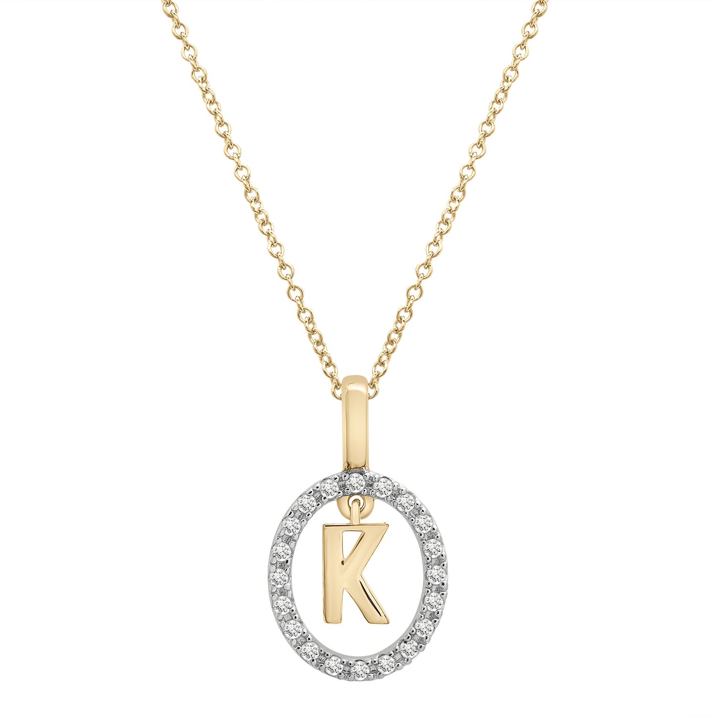 Floating Halo Diamond Initial Pendant Gold K Character