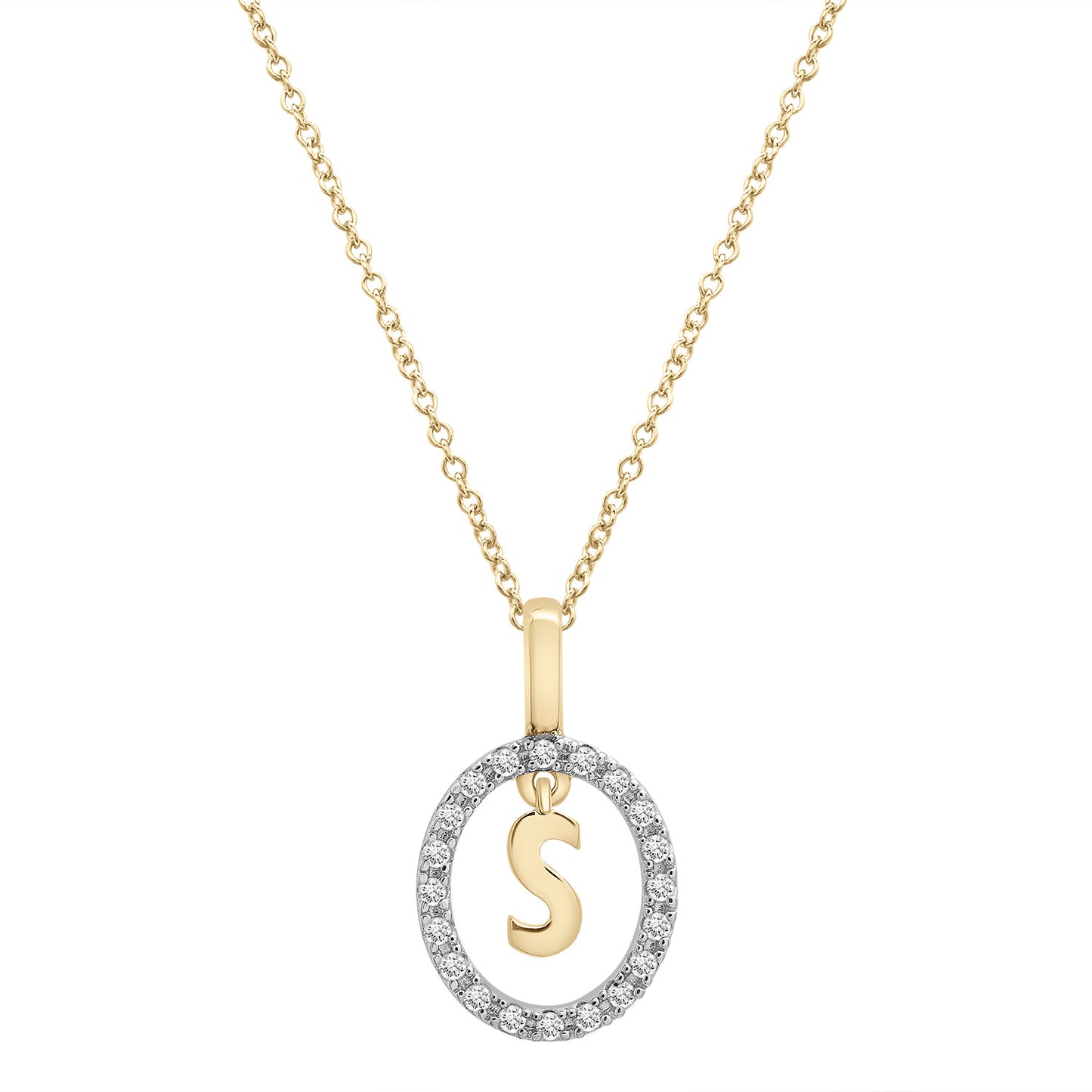 Floating Halo Diamond Initial Pendant Gold S Character