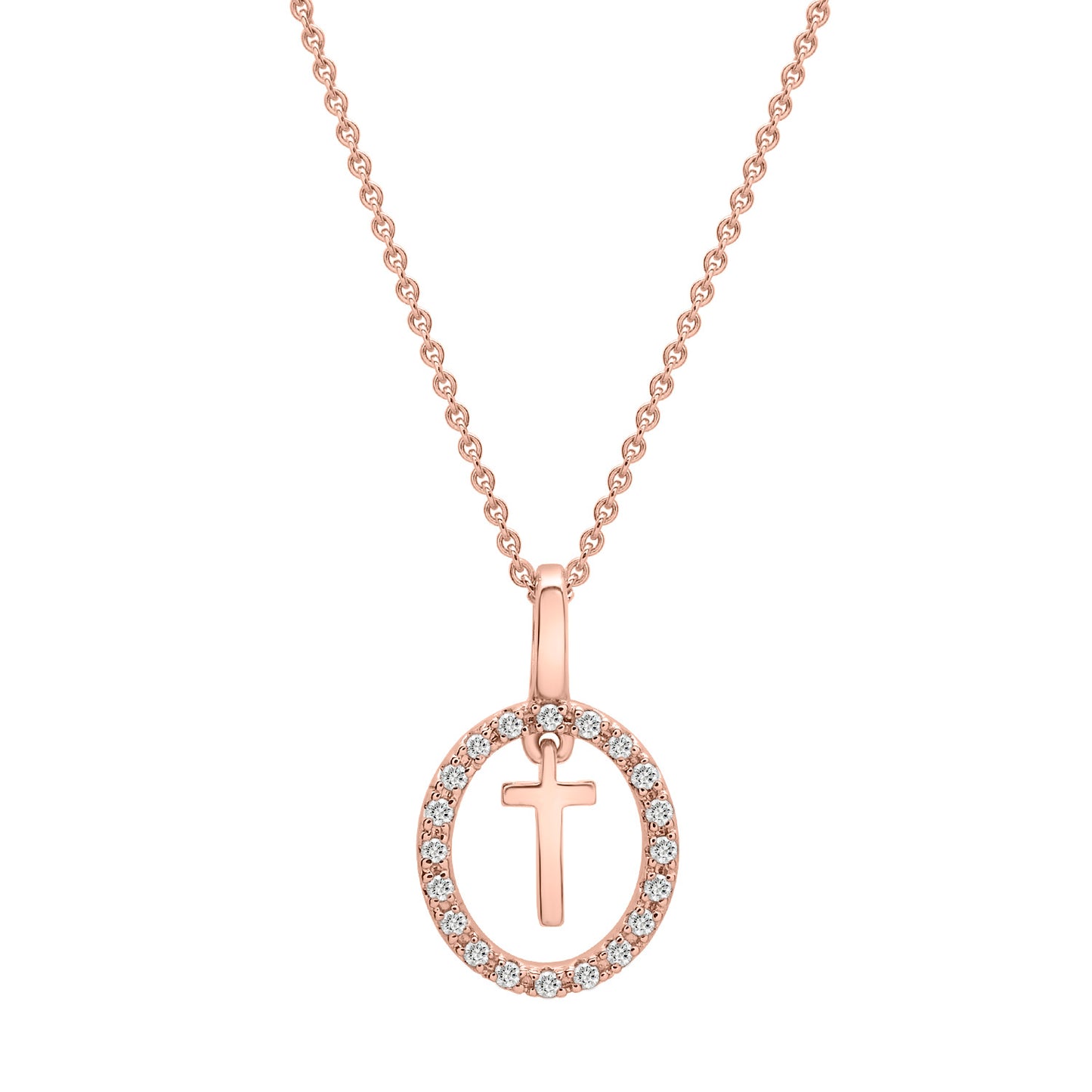Floating Halo Diamond Initial Pendant Rose Gold T Character