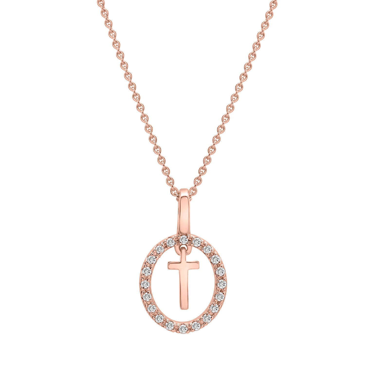 Floating Halo Diamond Initial Pendant Rose Gold T Character