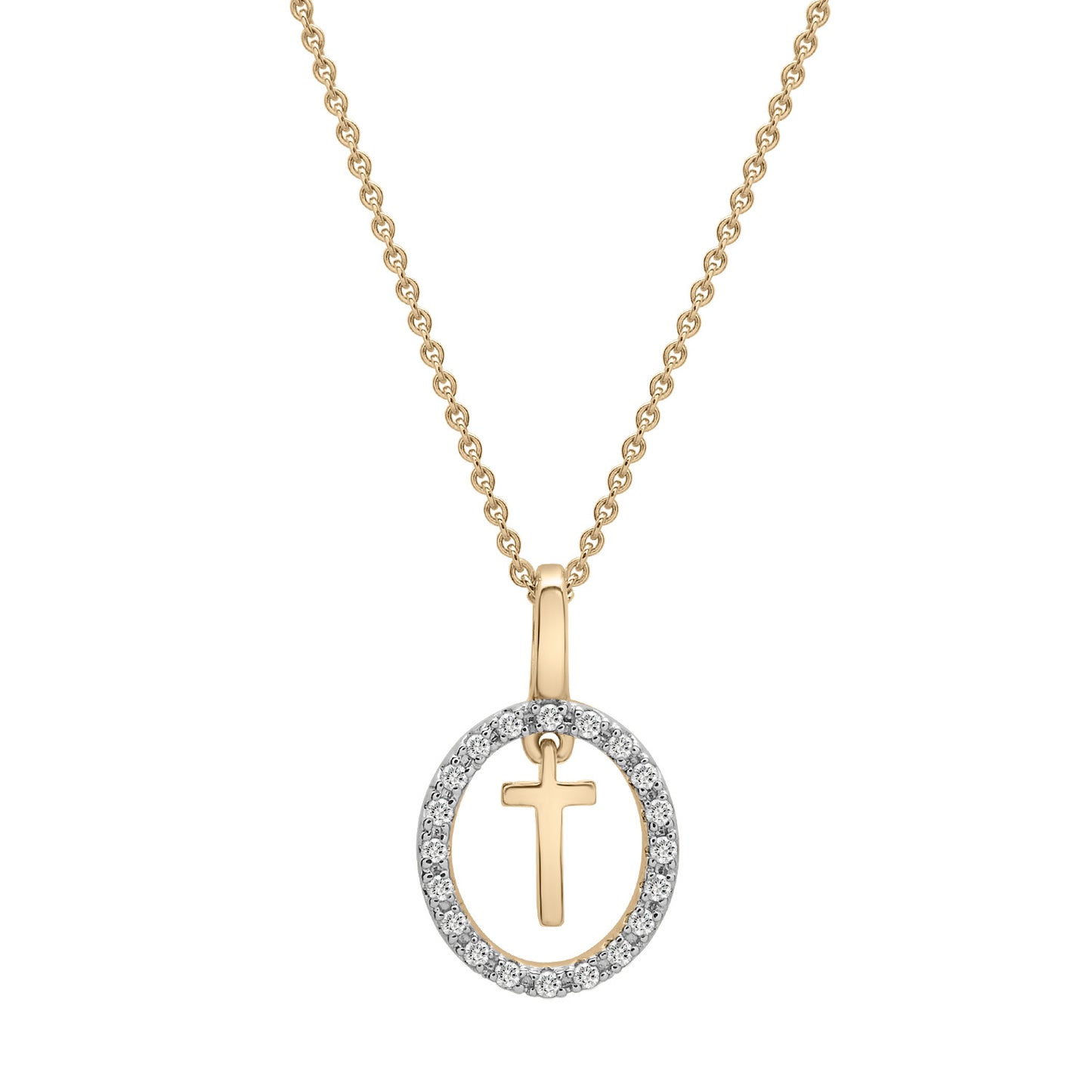 Floating Halo Diamond Initial Pendant Golden T Character