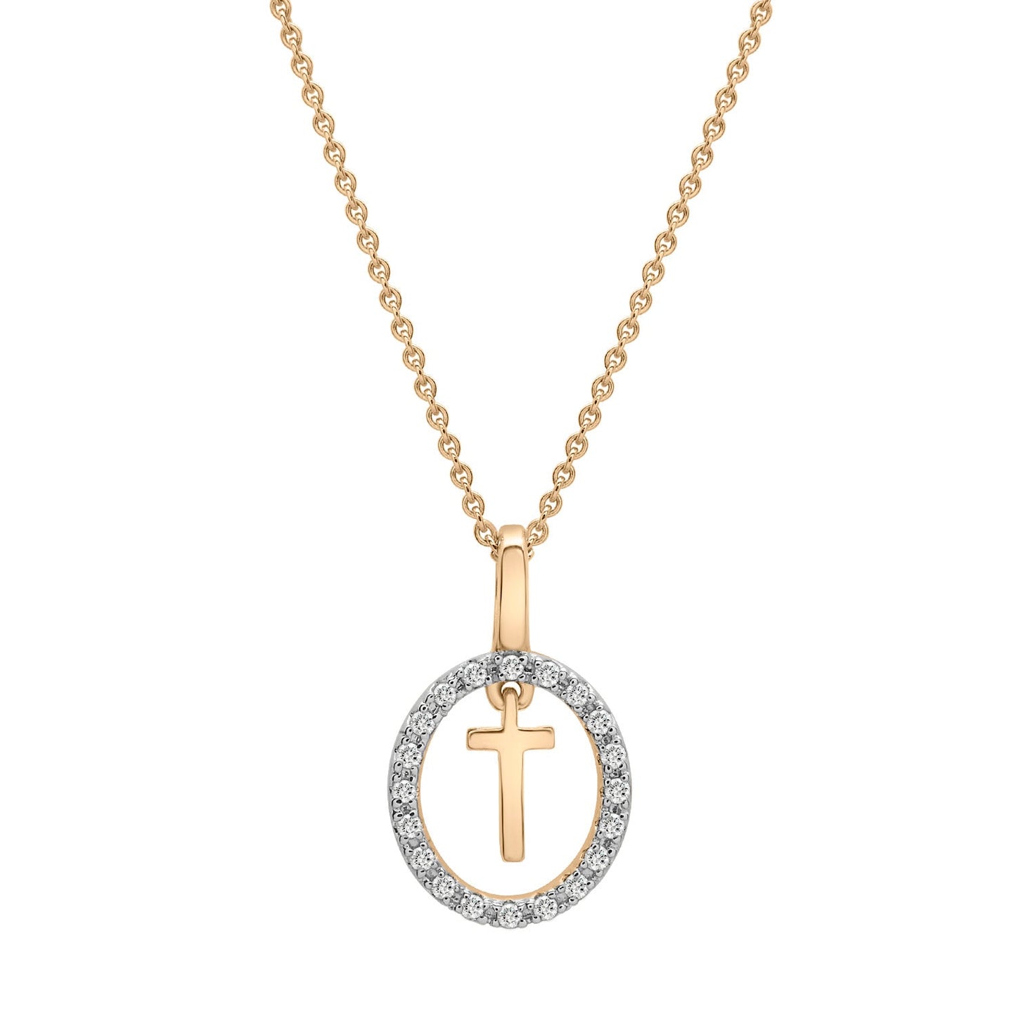 Floating Halo Diamond Initial Pendant Gold T Character