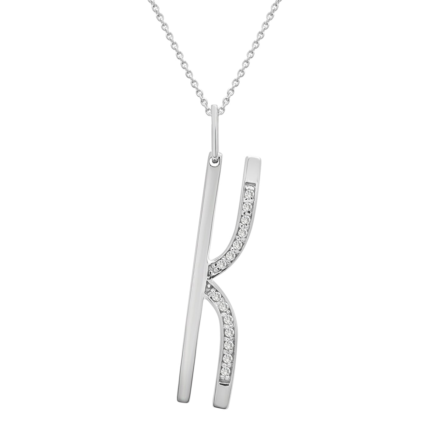 Initial Diamond Pendant In K Silver Character