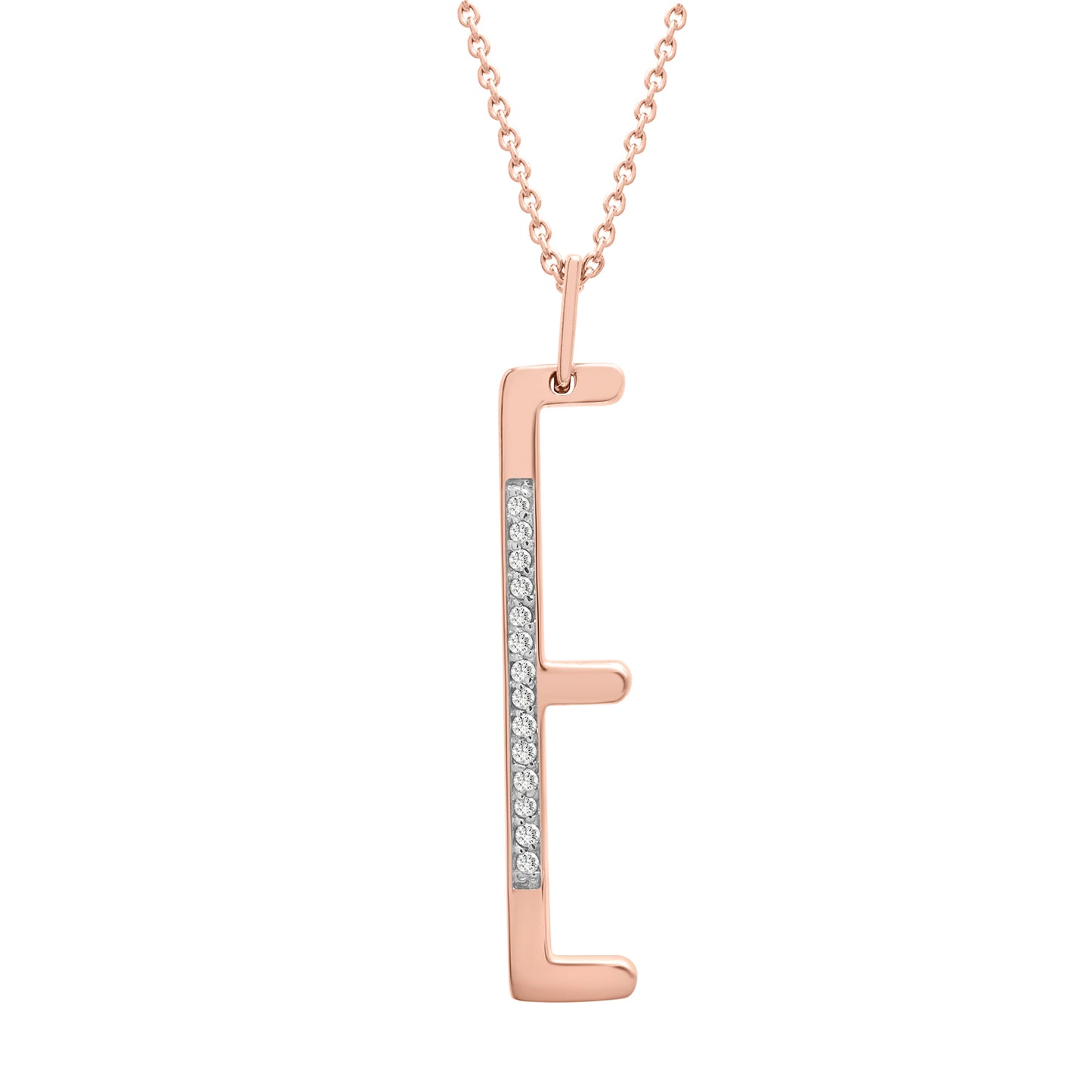 Initial Diamond Pendant In E Rose Gold Character