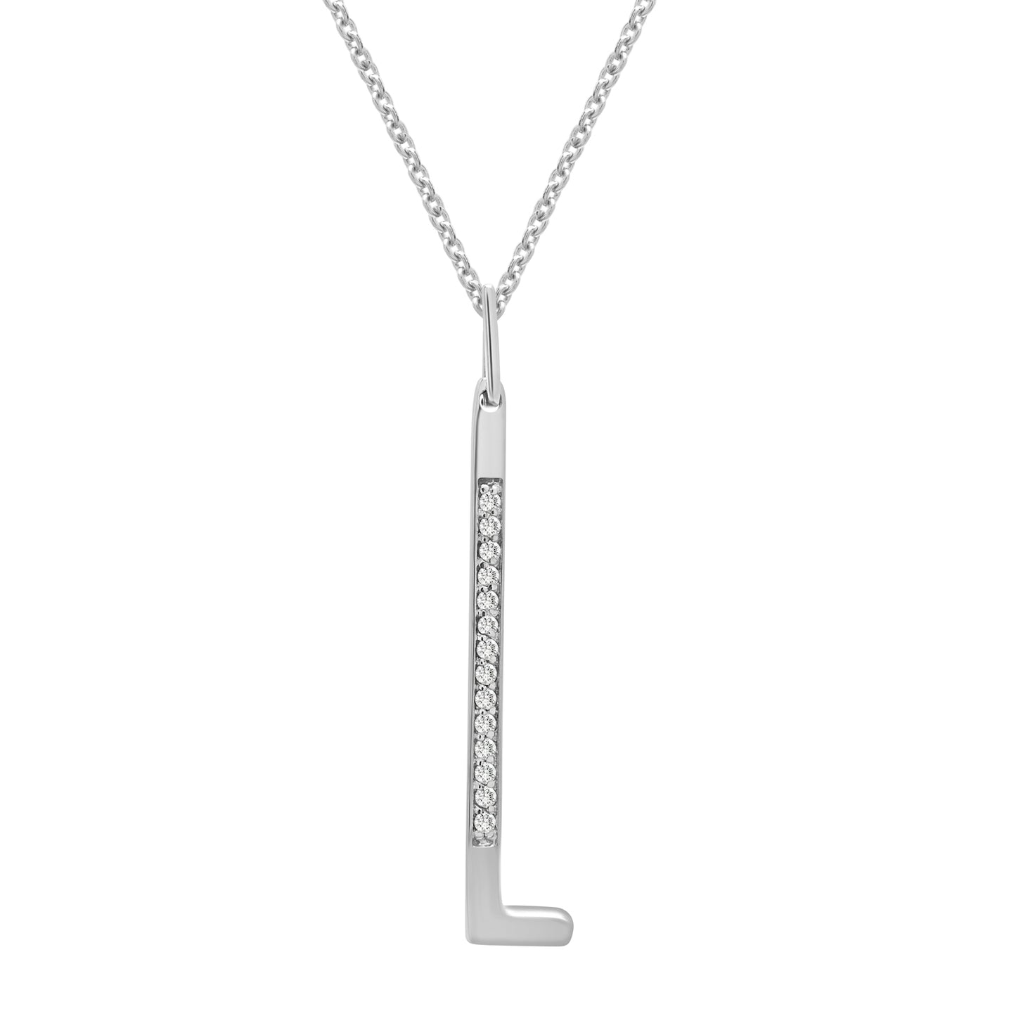 Initial Diamond Pendant In L Silver Character