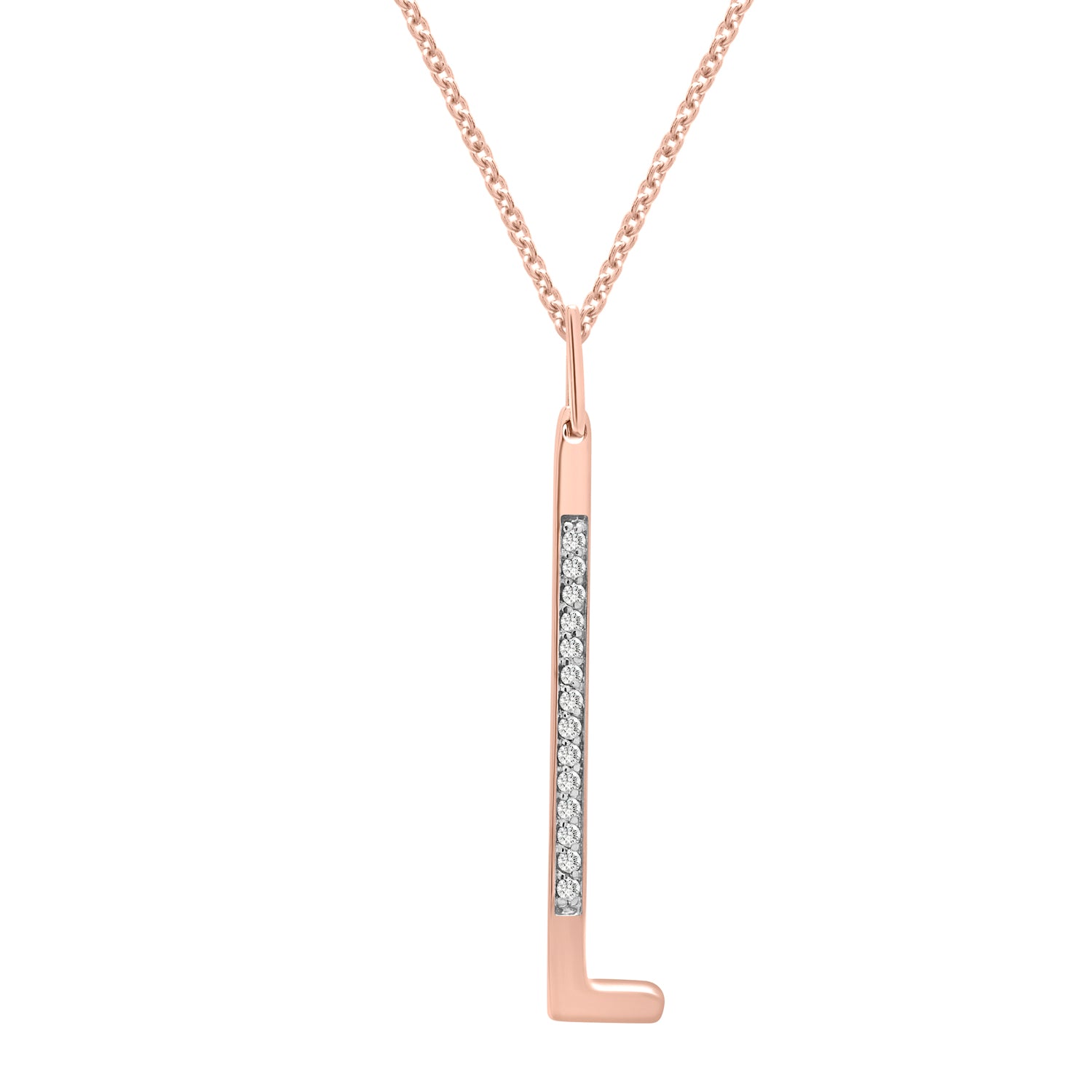 Initial Diamond Pendant In L Rose Gold Character