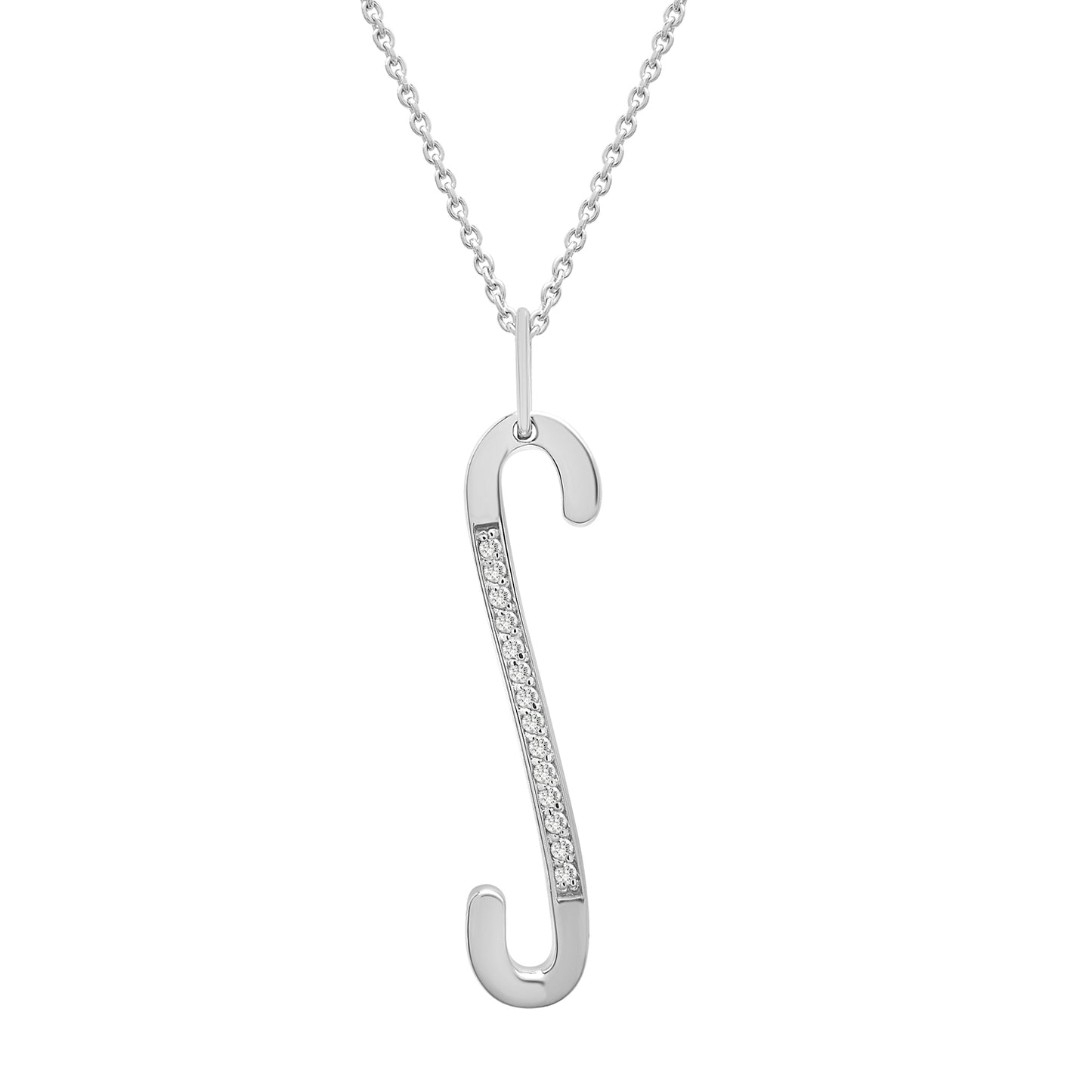 Initial Diamond Pendant In S Silver Character