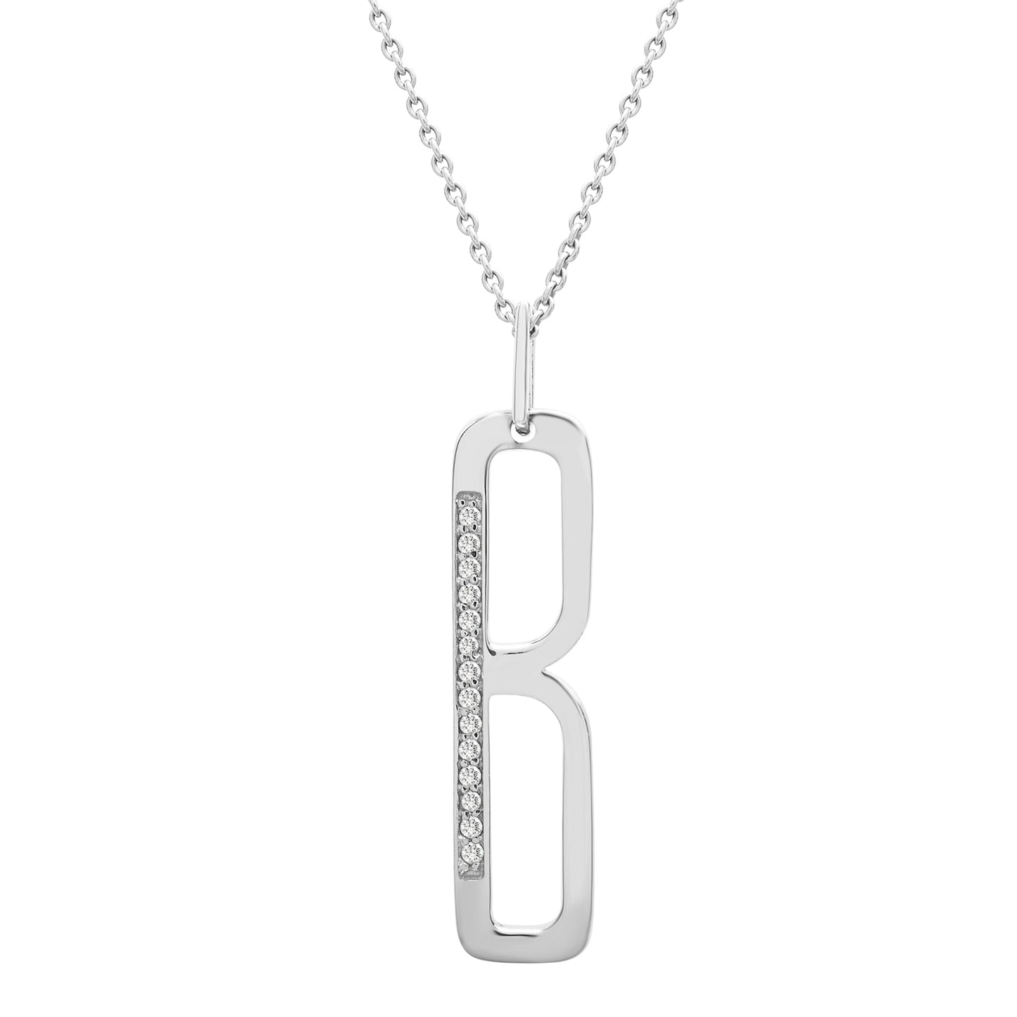 Initial Diamond Pendant In B Silver Character