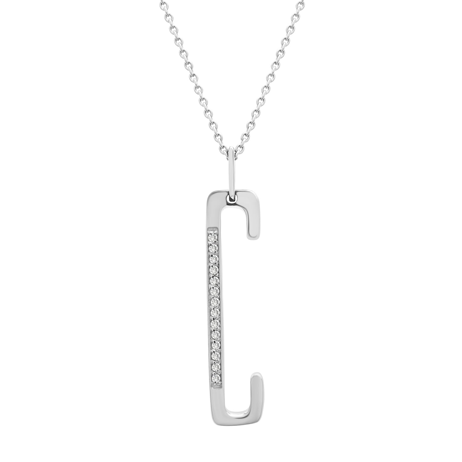 Initial Diamond Pendant In C Silver Character