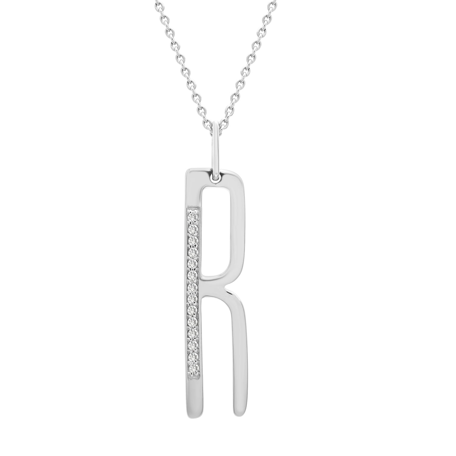 Initial Diamond Pendant In R Silver Character