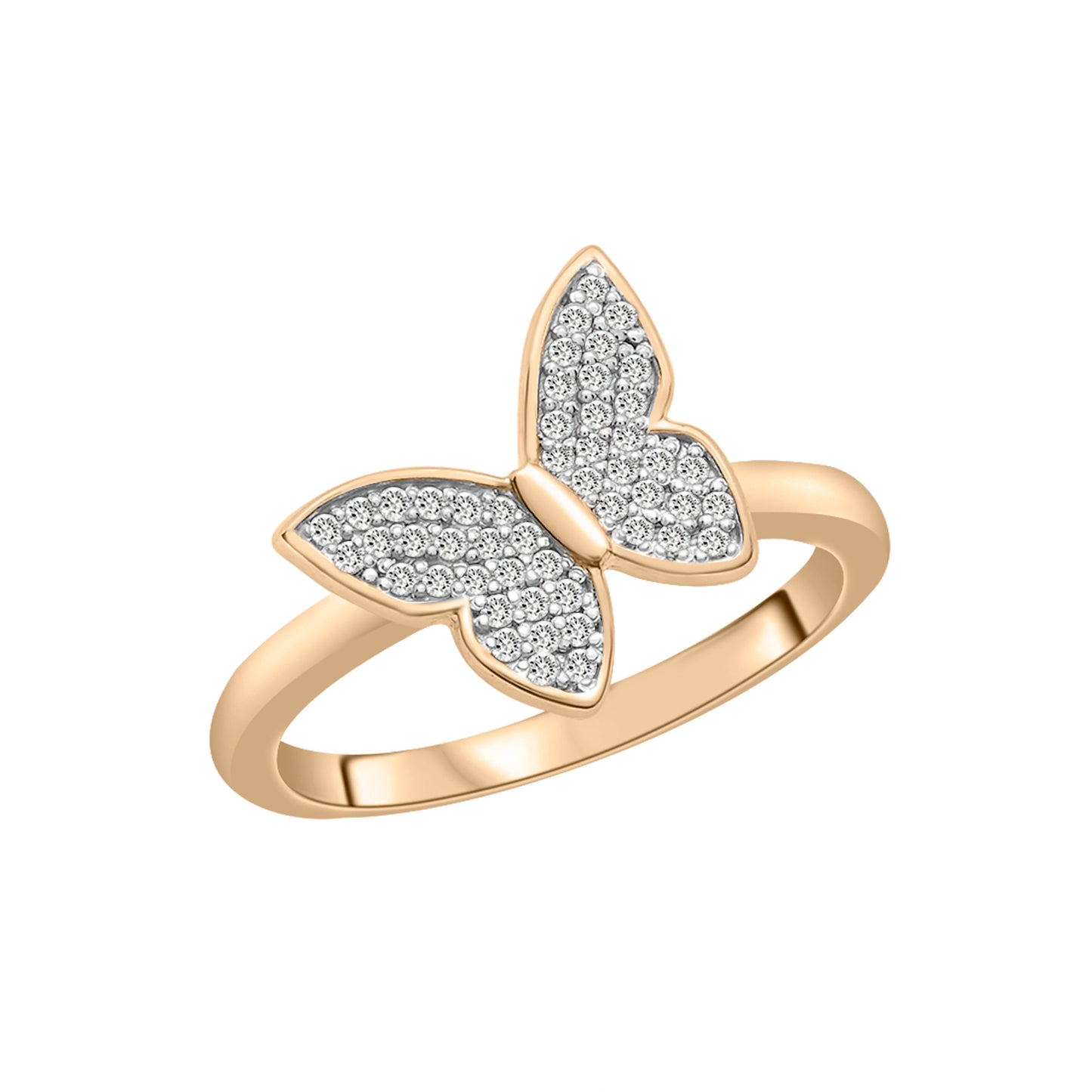 Lilly Diamond Butterfly Ring In Gold Coated