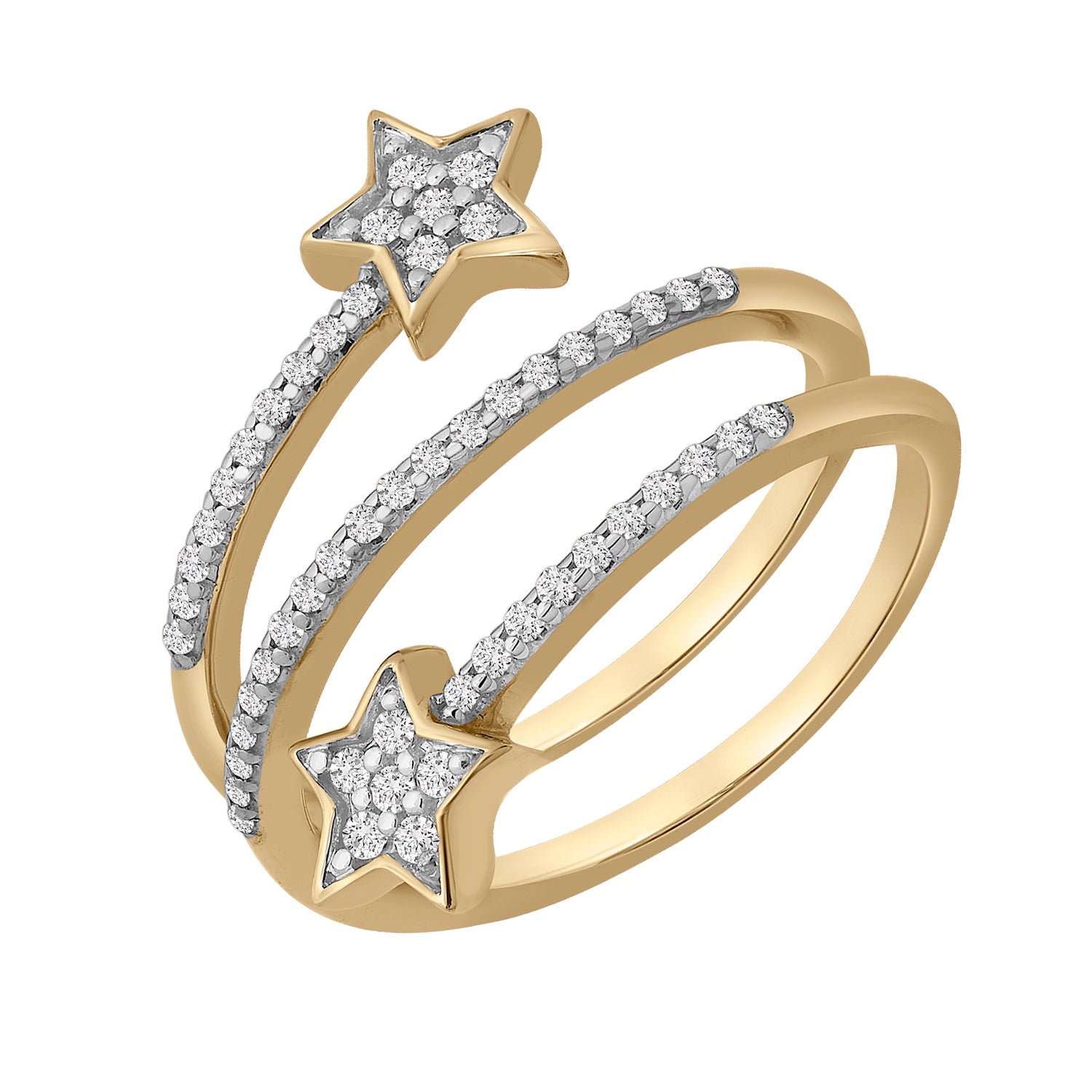 Celeste Diamond Star Open Spiral Ring In Gold