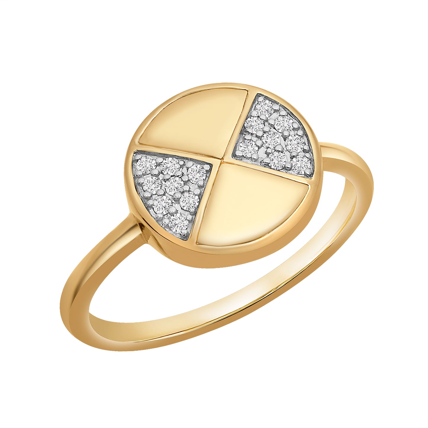 Cara Half Pave Diamond Circle Ring in Gold
