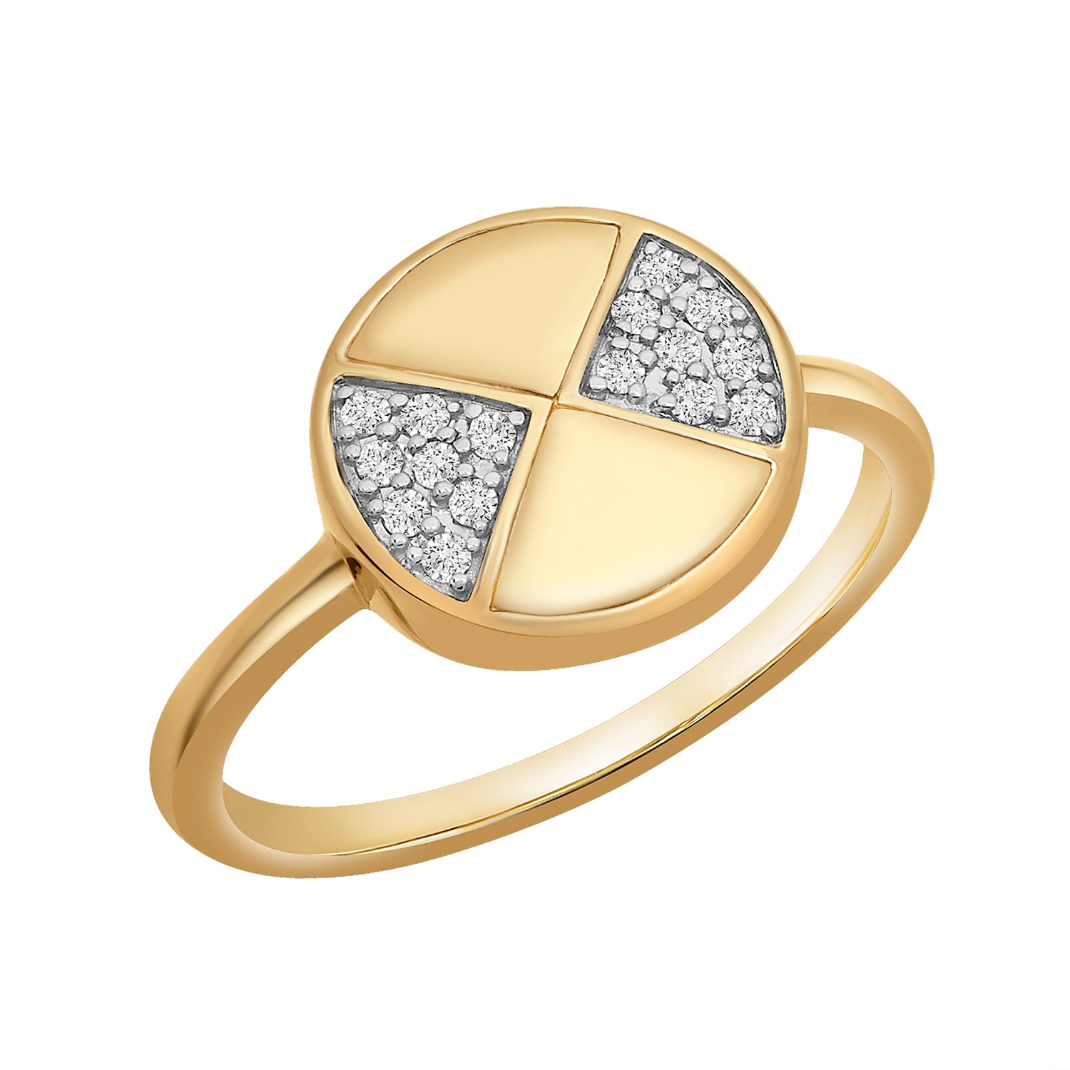 Cara Half Pave Diamond Circle Ring in Gold