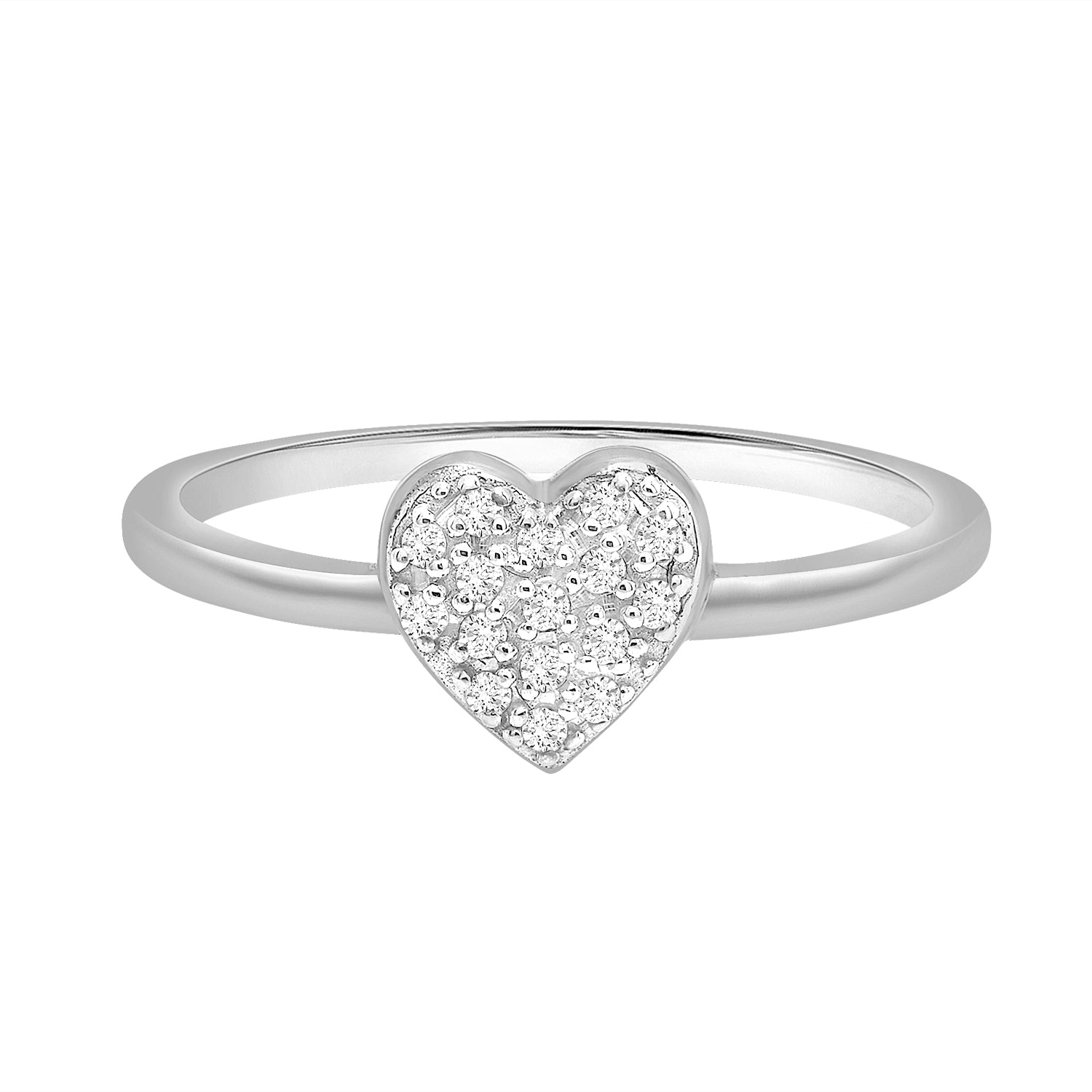 Mia Diamond Heart Ring In Silver