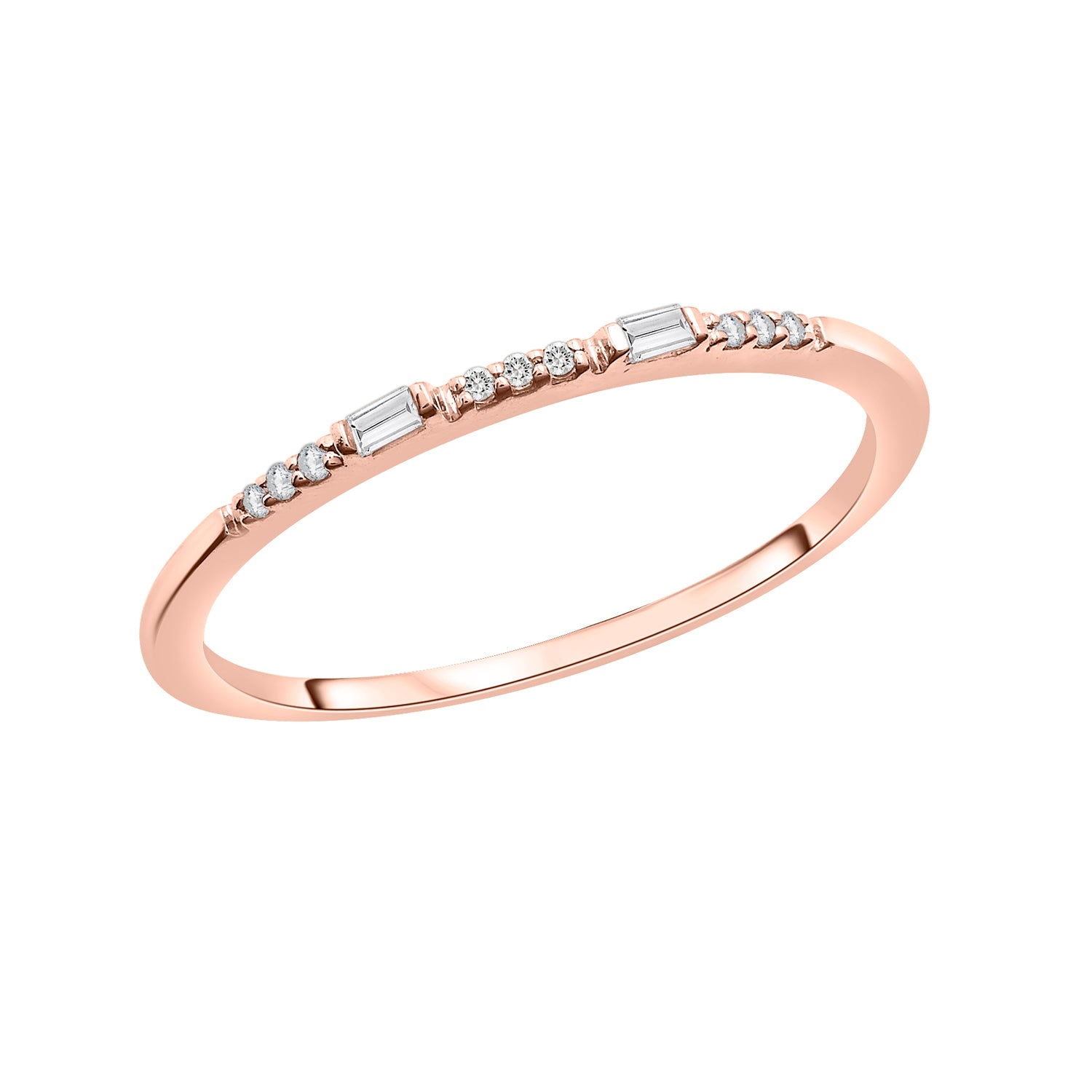 Reese Linear Diamond Ring in Rose Gold