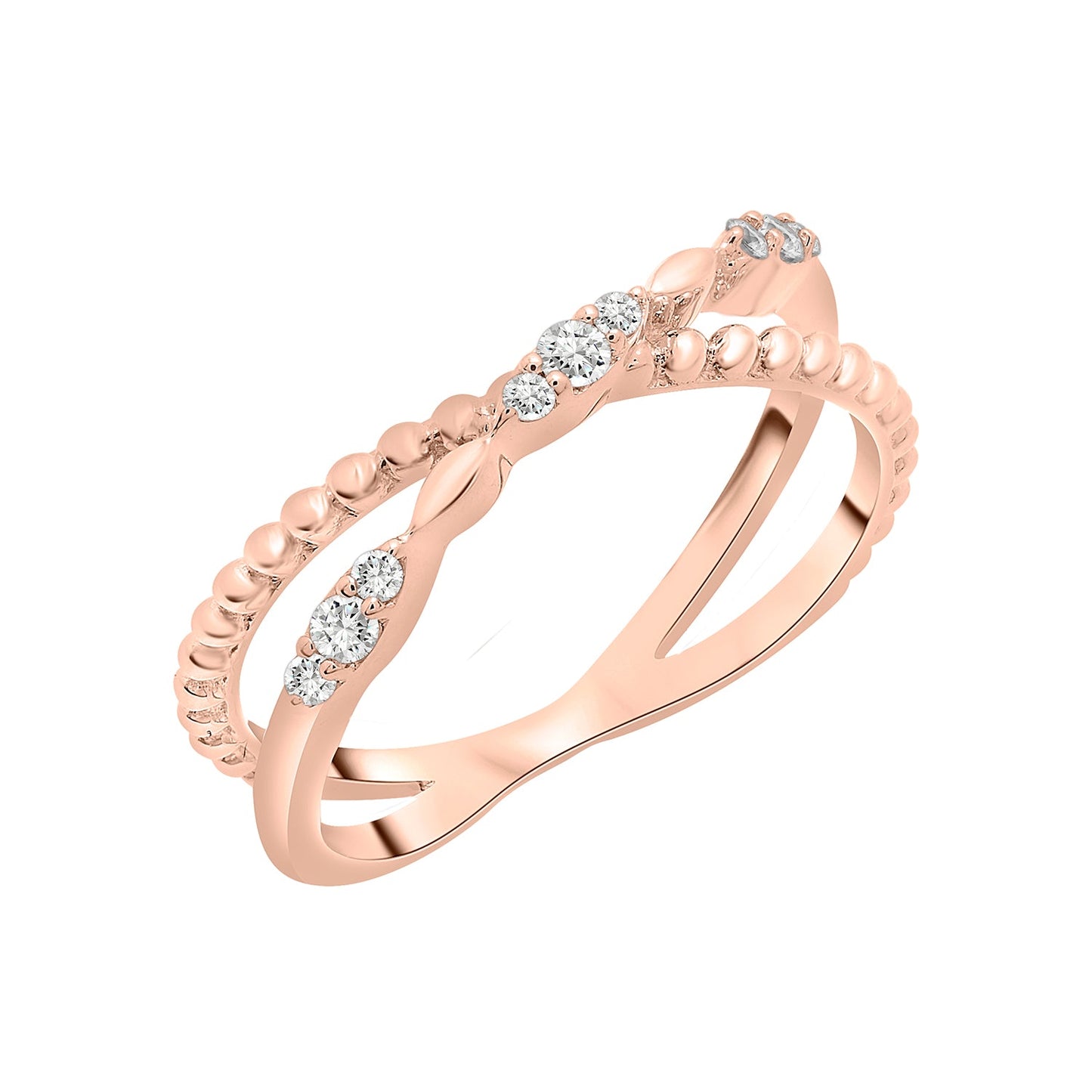 Rami Diamond Criss Cross Ring in Rose Gold