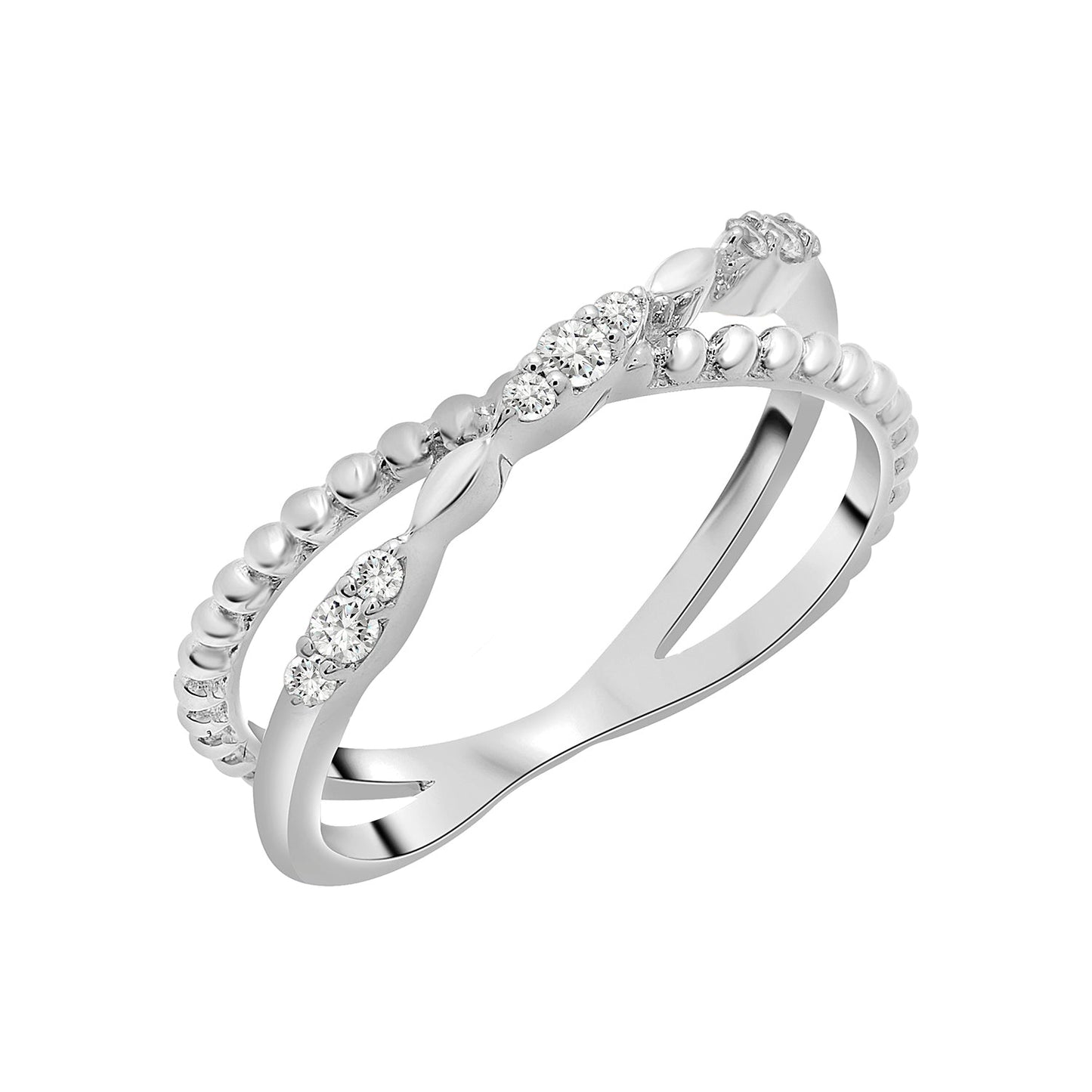 Rami Diamond Criss Cross Ring in White Gold