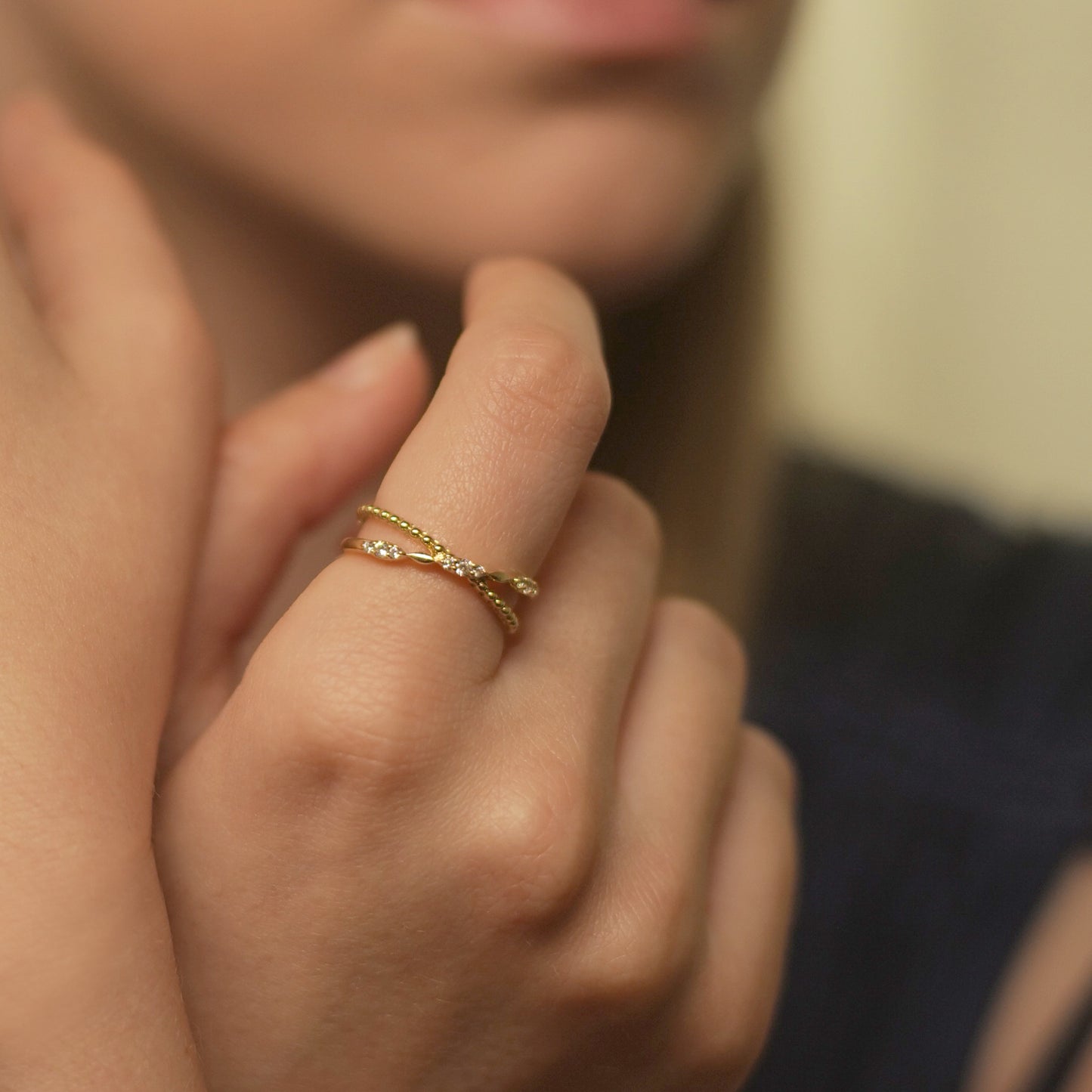 Rami Diamond Criss Cross Ring for Finger