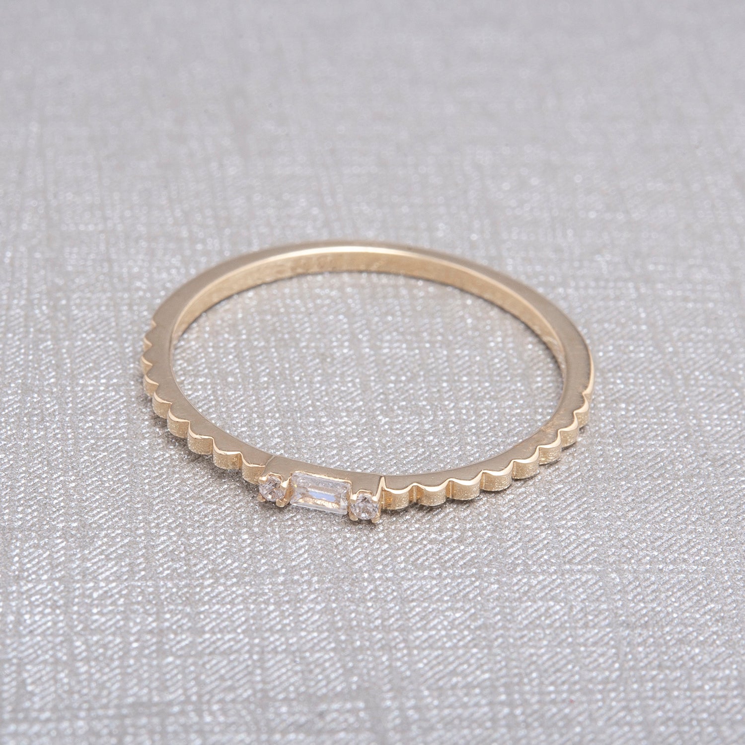 Renata Mini Baguette Diamond Ring in Yellow Gold