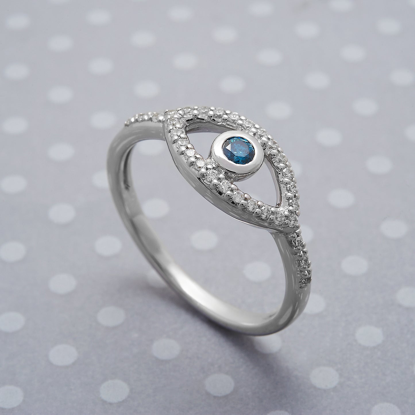Rubyn Diamond Evil Eye Ring in White Gold for Hand