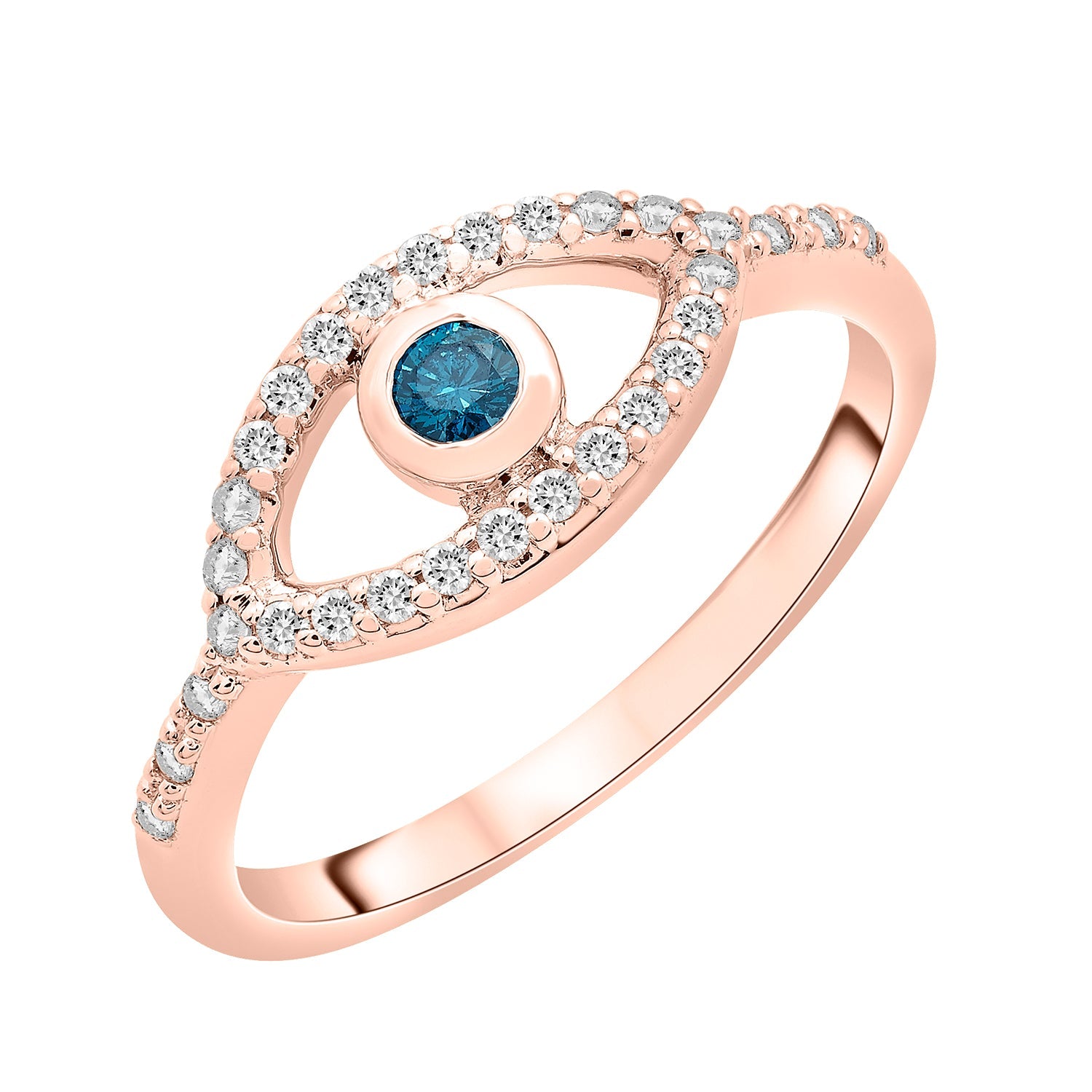 Rubyn Diamond Evil Eye Ring in Rose Gold