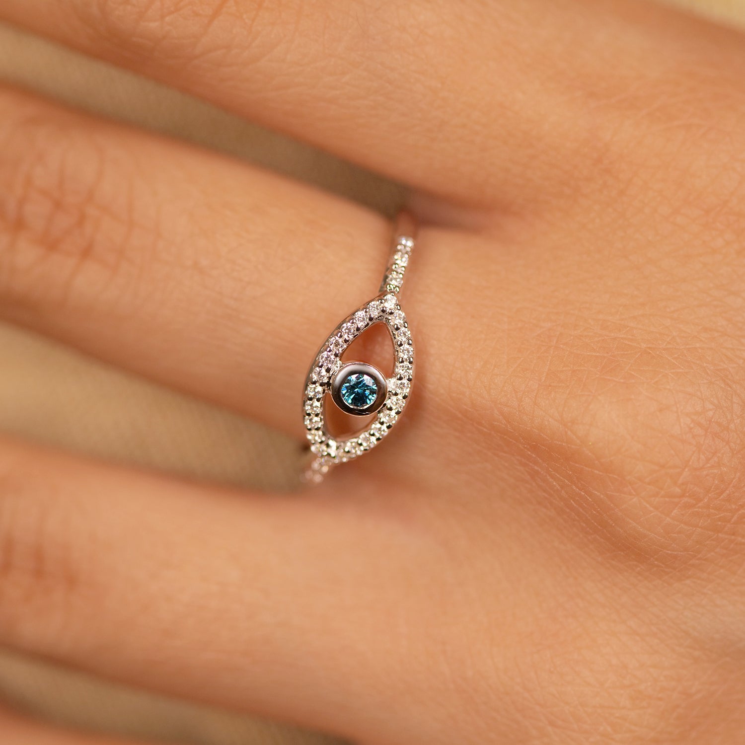 Rubyn Diamond Evil Eye Ring for Hand