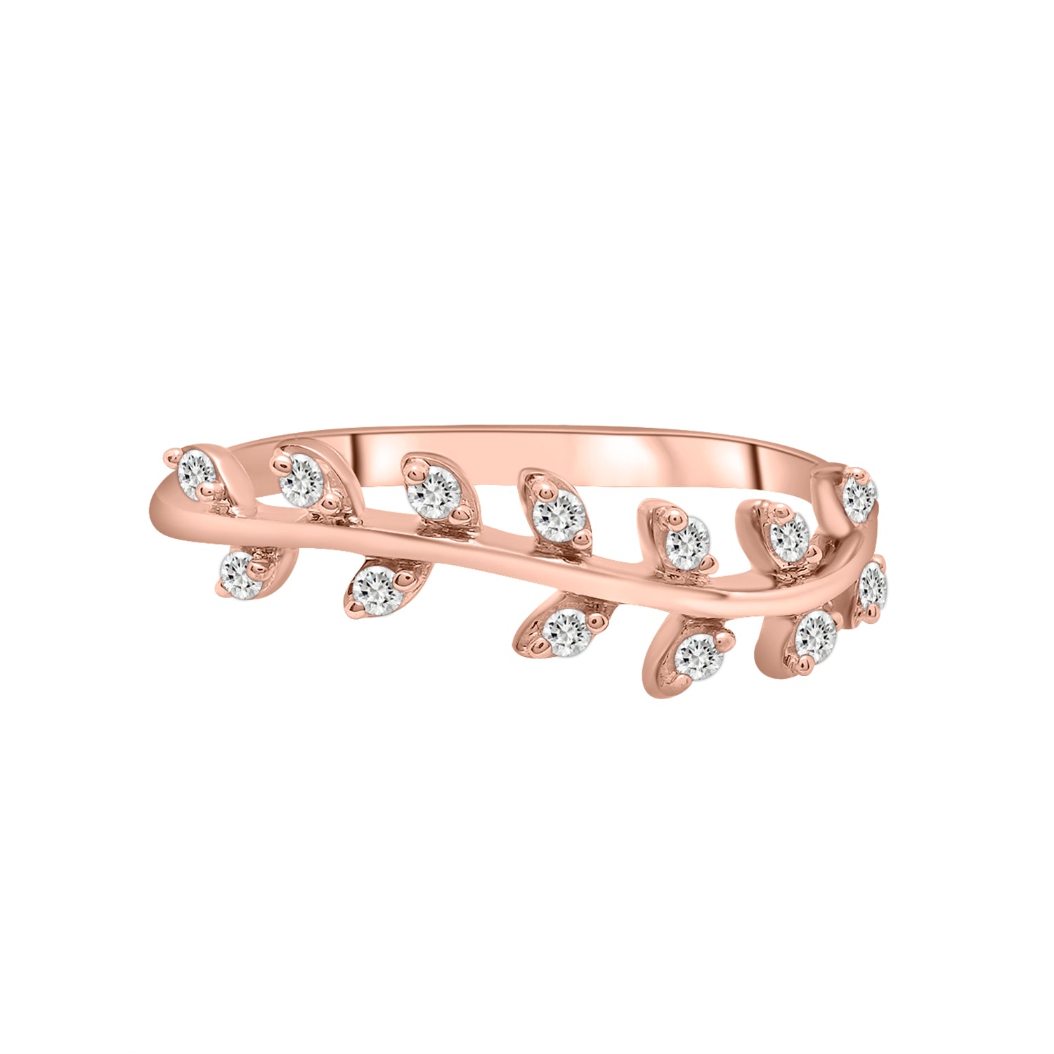 Desi Diamond Leaf Ring In Rose Gold